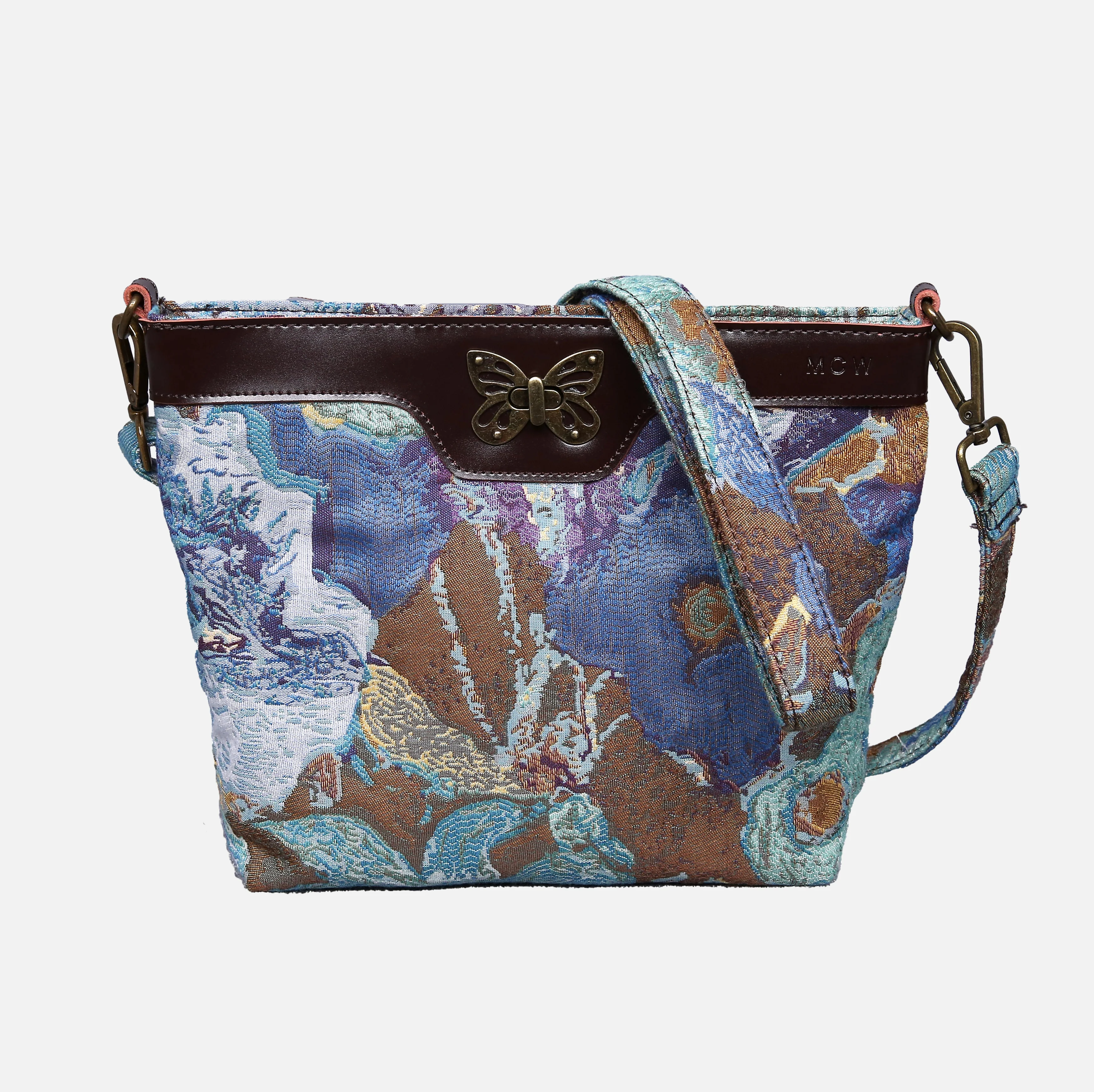 Abstract Blue Butterfly Crossbody Bag