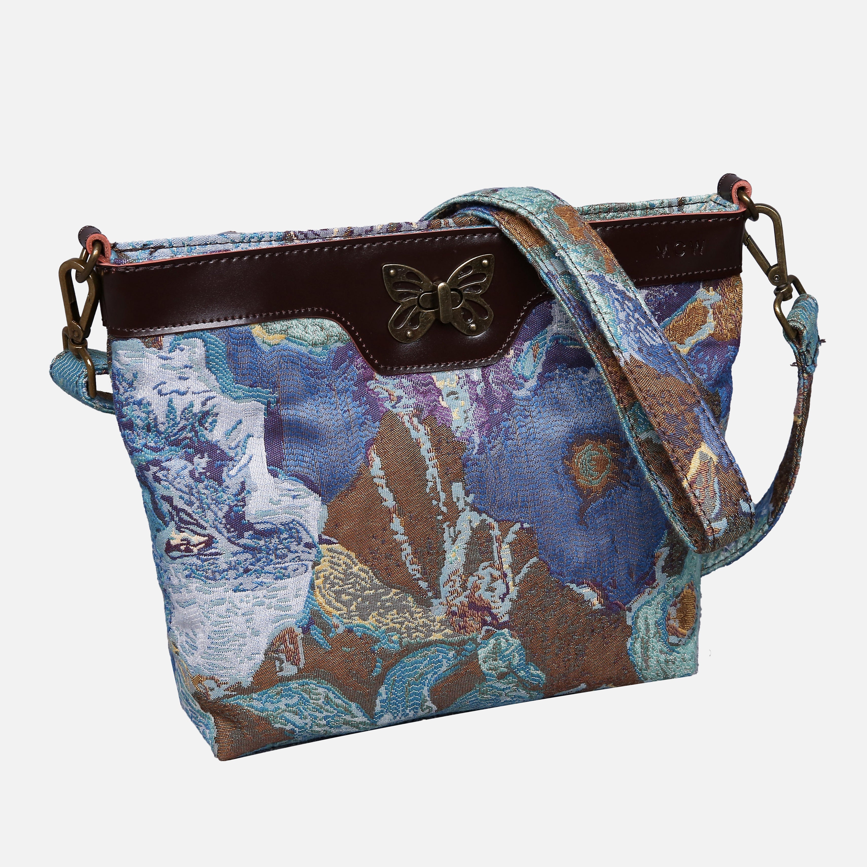 Abstract Blue Butterfly Crossbody Bag - Image 3