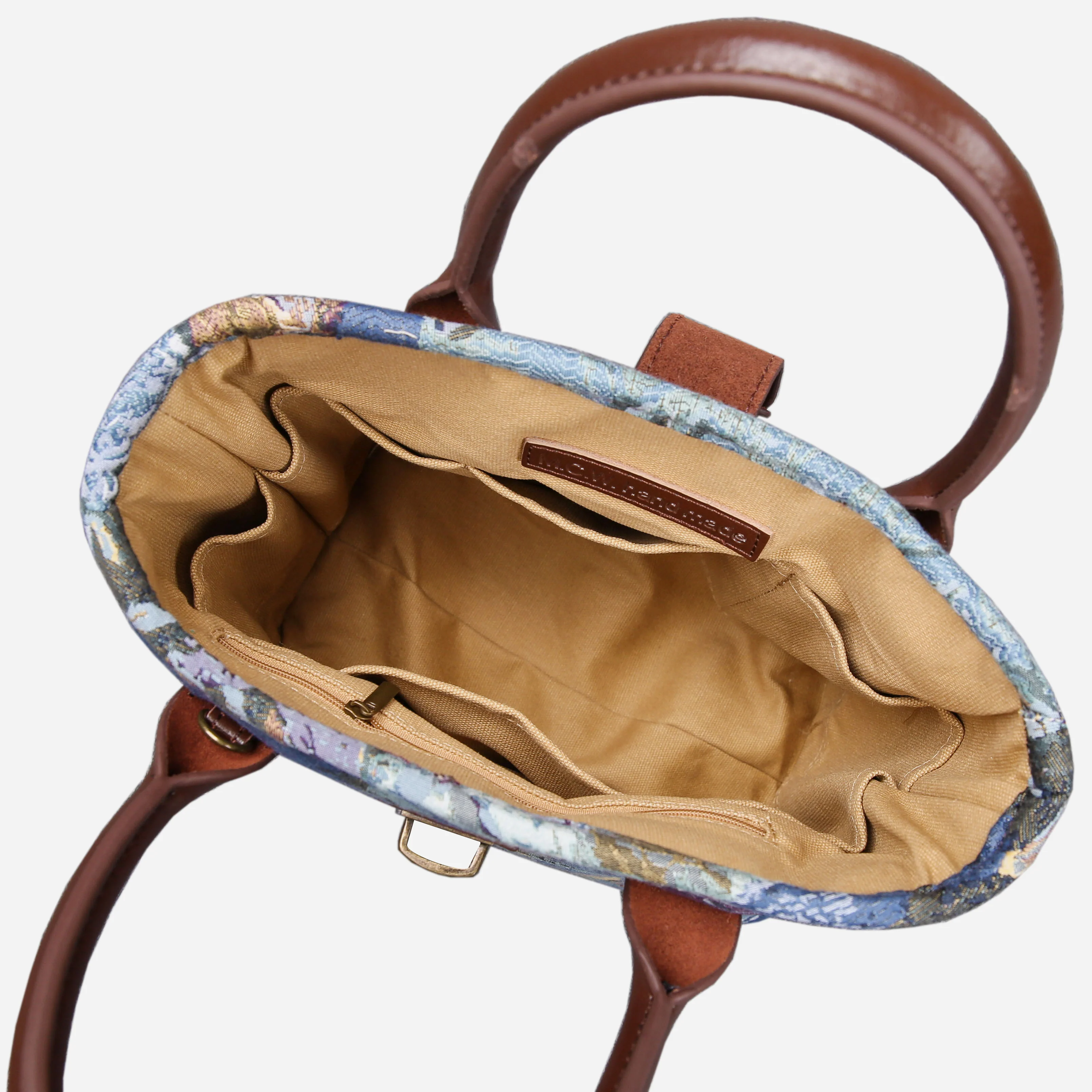 Abstract Blue Tuck Lock Carpet Satchel - Image 6