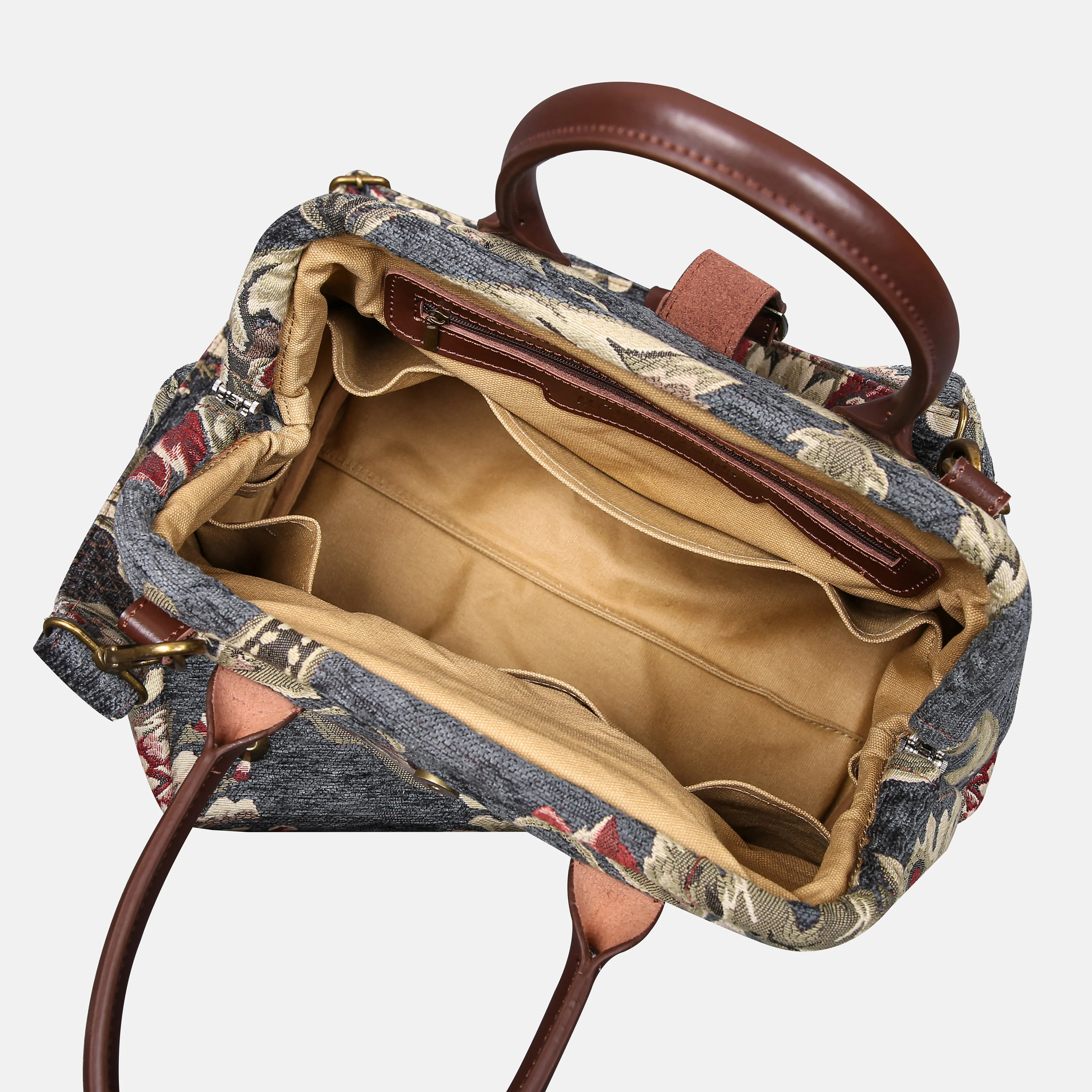 Baroque Floral Green Gray Carpet Handbag Purse - Image 6