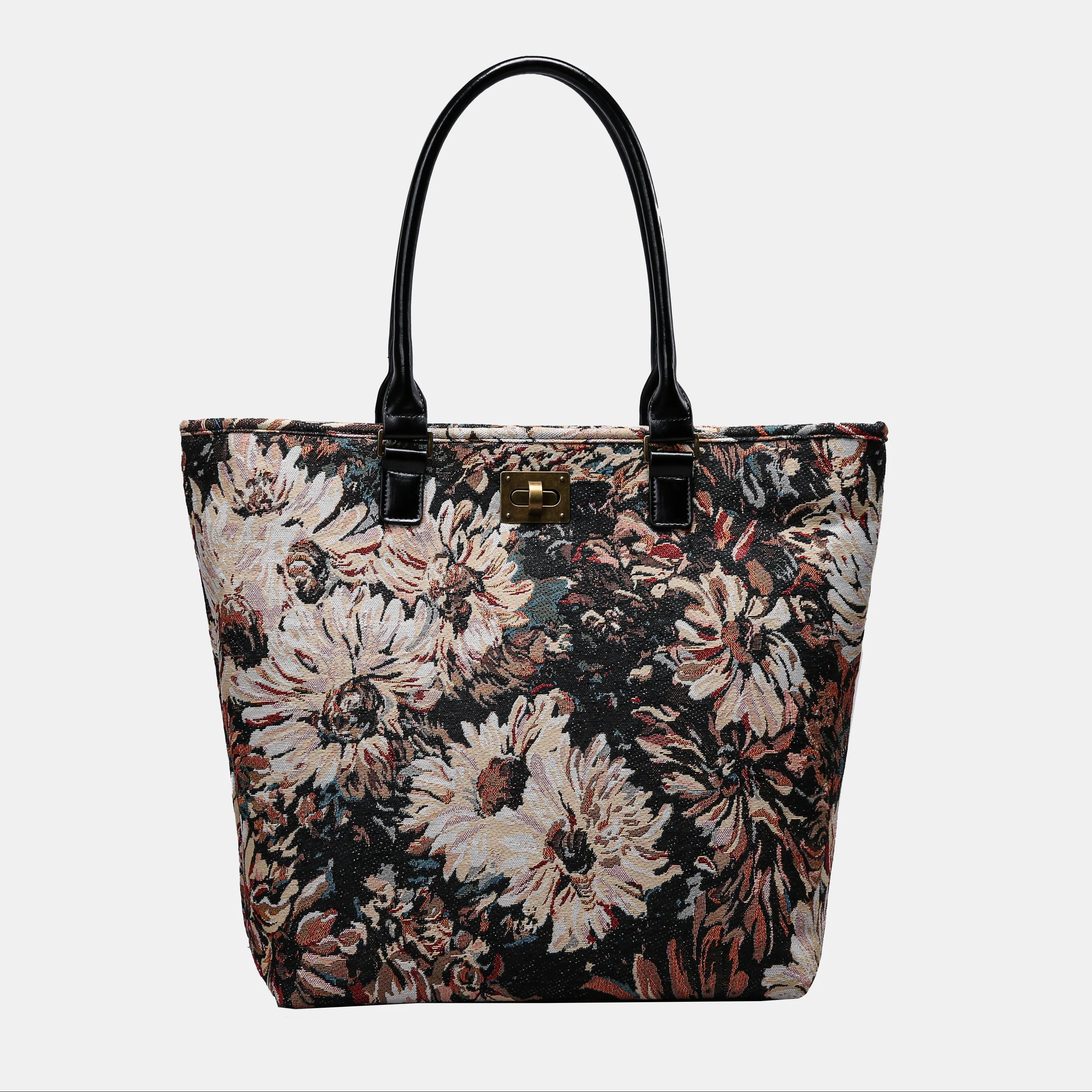 Blooming Daisy Black Carpet Tote Shopper