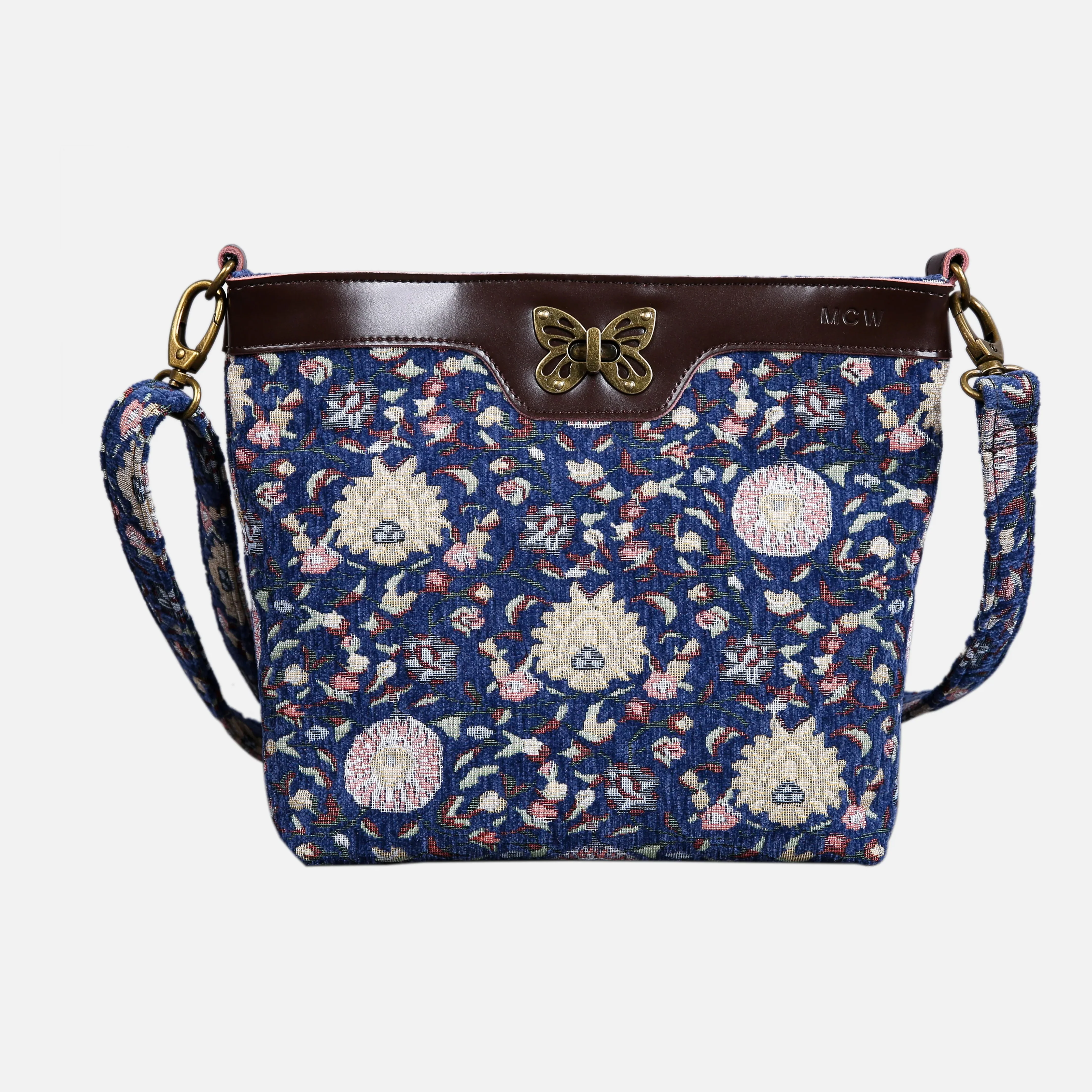 Bouquet Rose Blue Butterfly Crossbody Bag