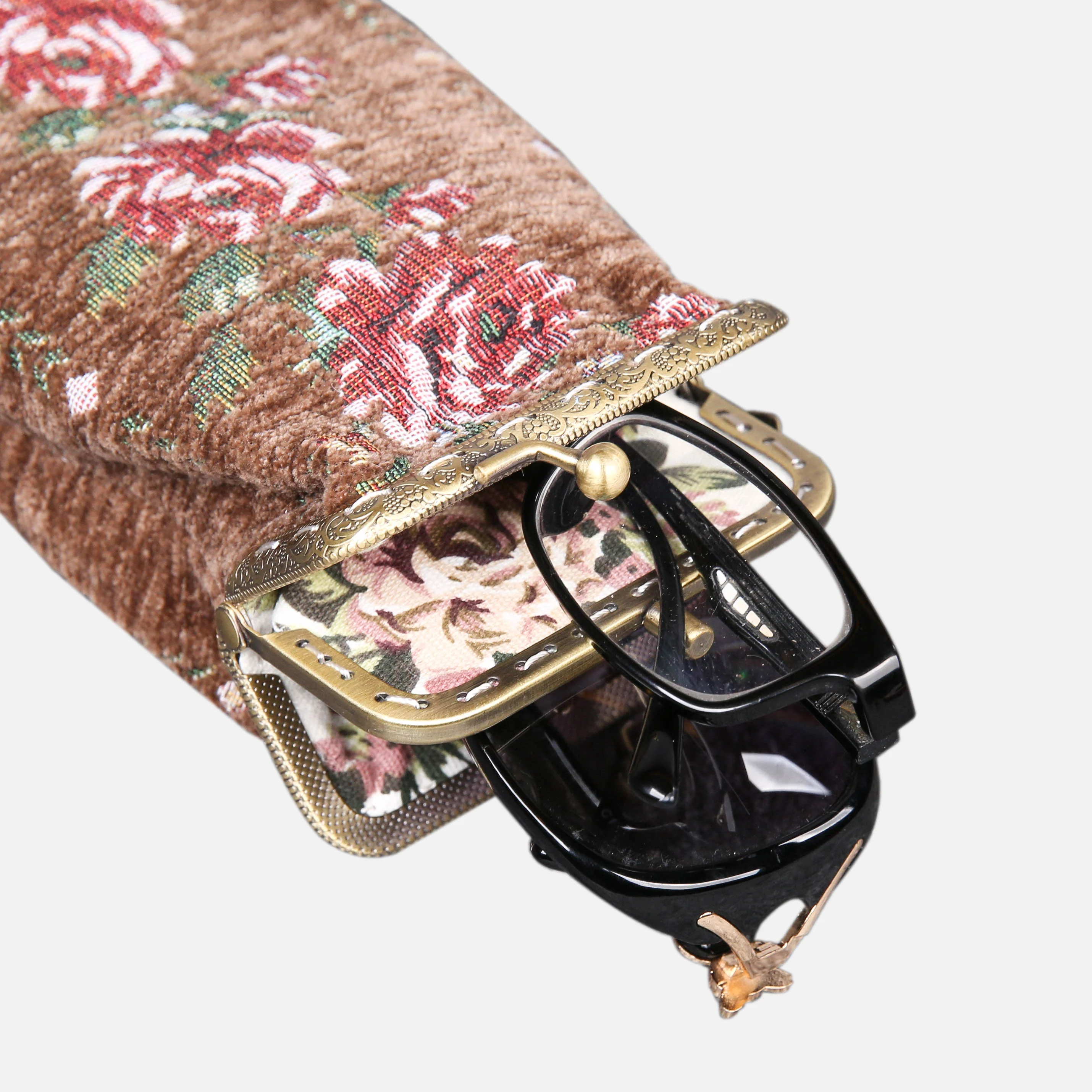 Bouquet Rose Coffee Series Carpet Eyeglasses Case - Image 4