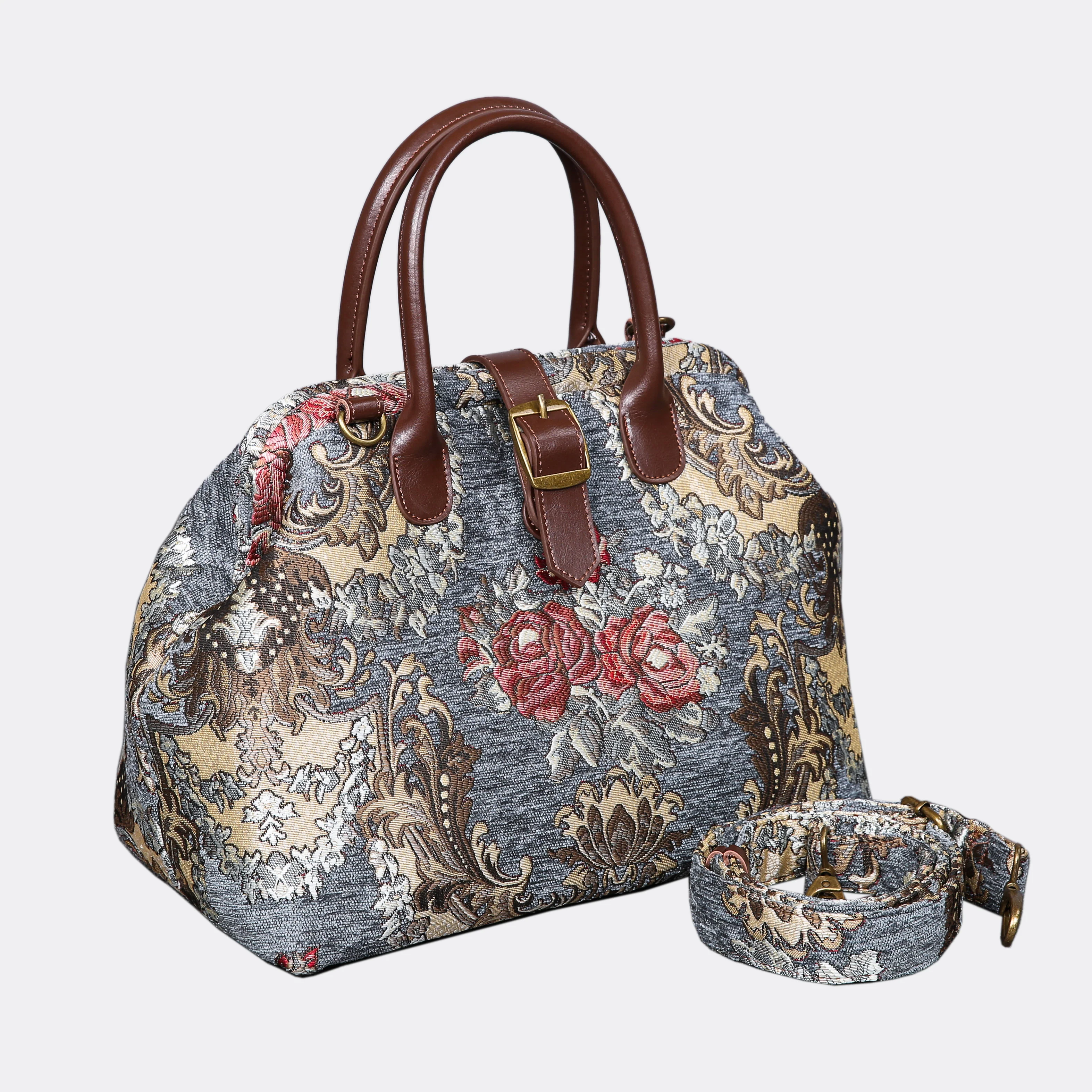 Brocade Grey Carpet Handbag Purse - Image 2