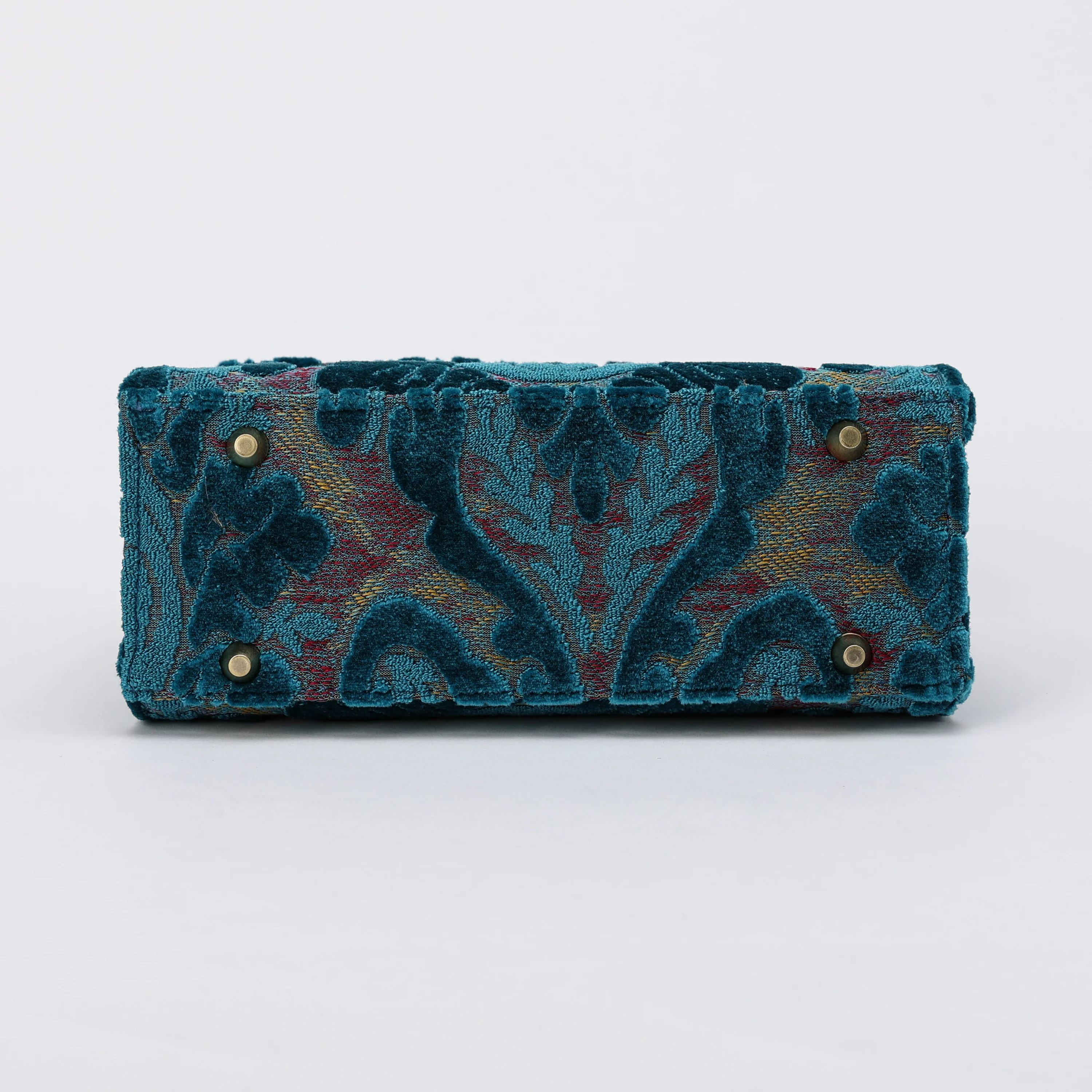 Burnout Velvet Aqua Blue Flap Satchel - Image 6