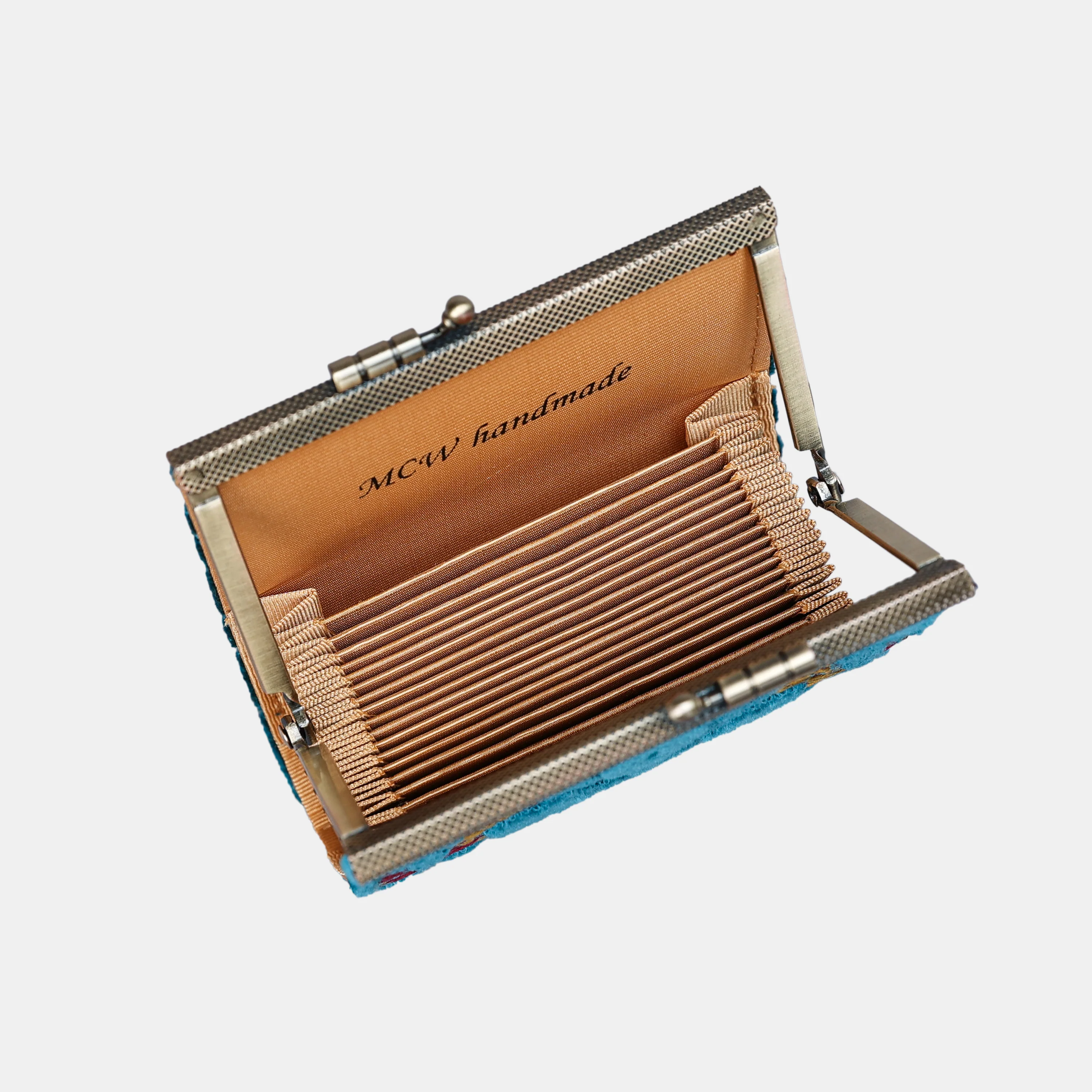 Burnout Velvet Aqua Blue Card Wallet - Image 3