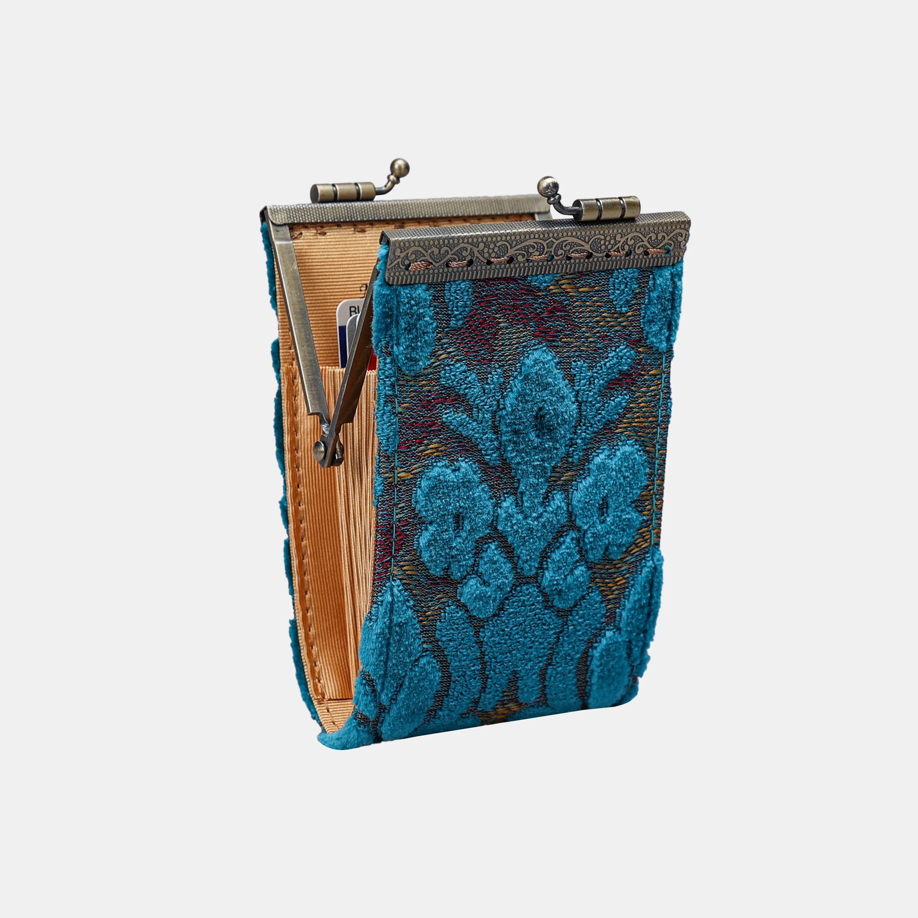 Burnout Velvet Aqua Blue Card Wallet - Image 4
