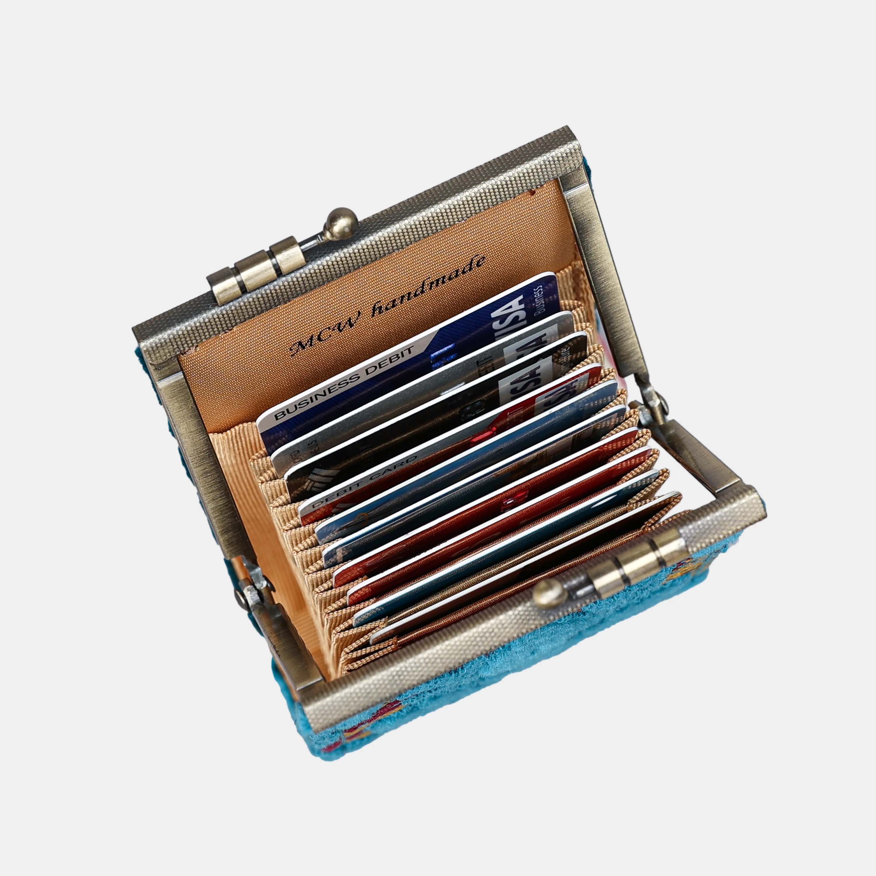 Burnout Velvet Aqua Blue Card Wallet - Image 5