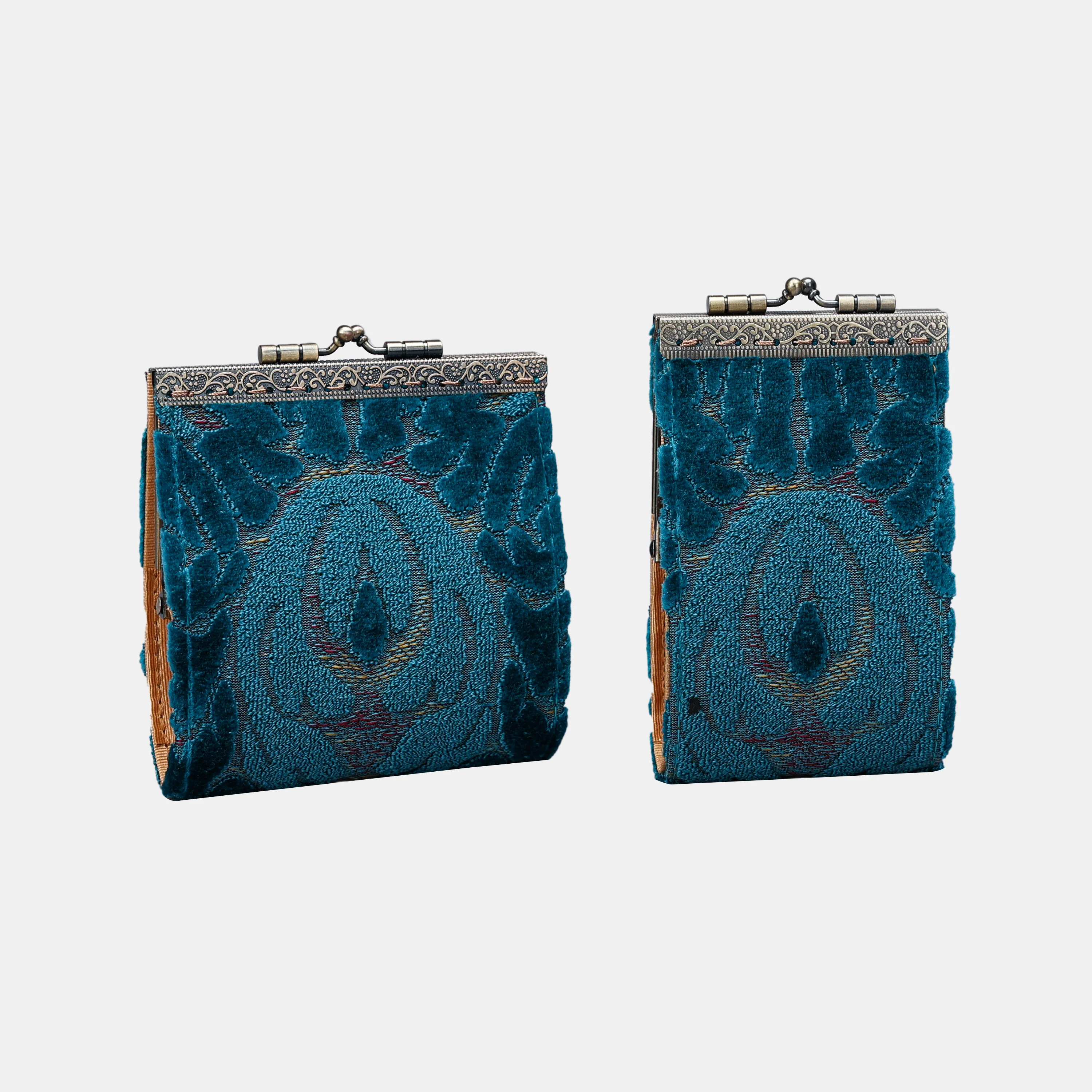 Burnout Velvet Aqua Blue Card Wallet - Image 6