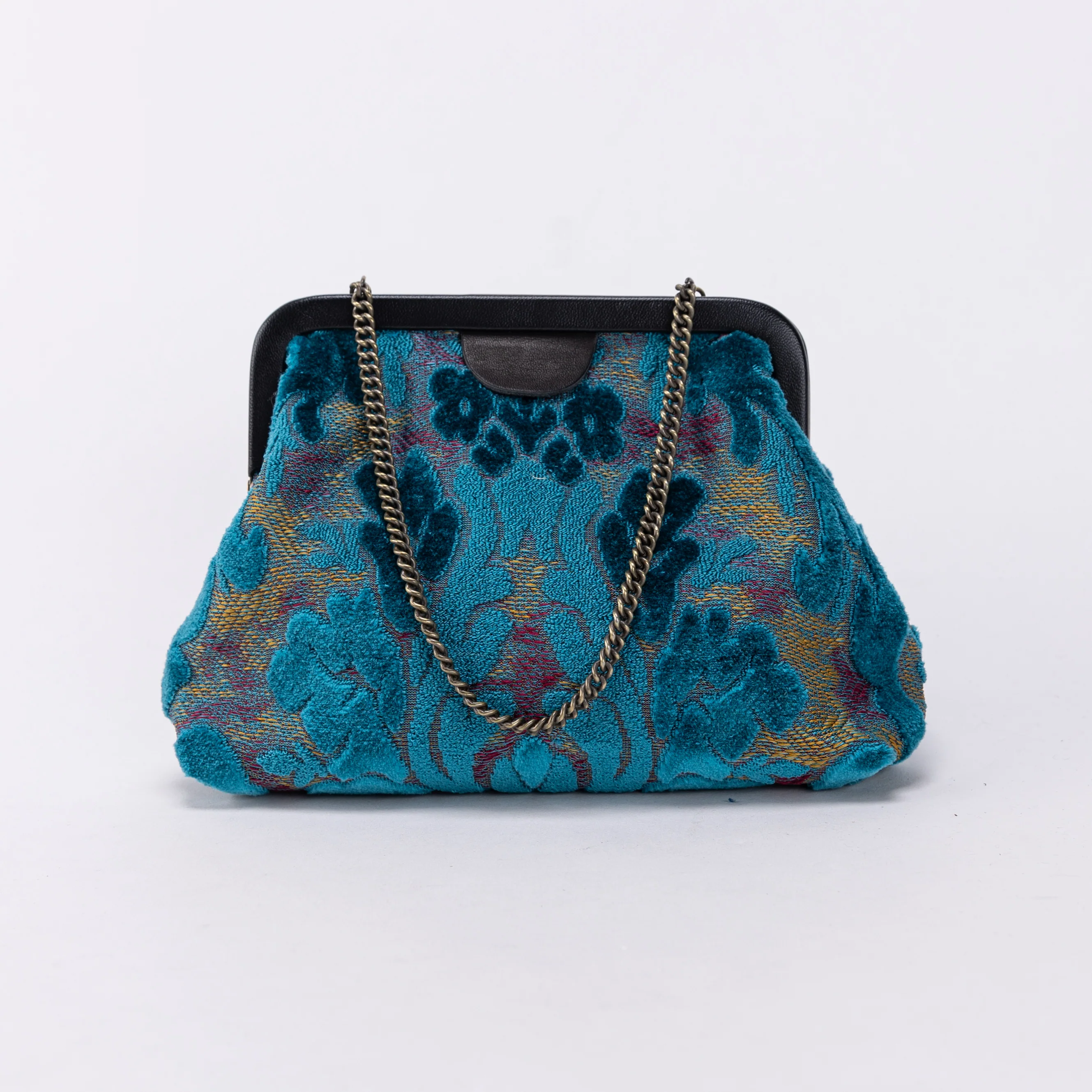 Burnout Velvet Aqua Blue Alma Clutch - Image 3