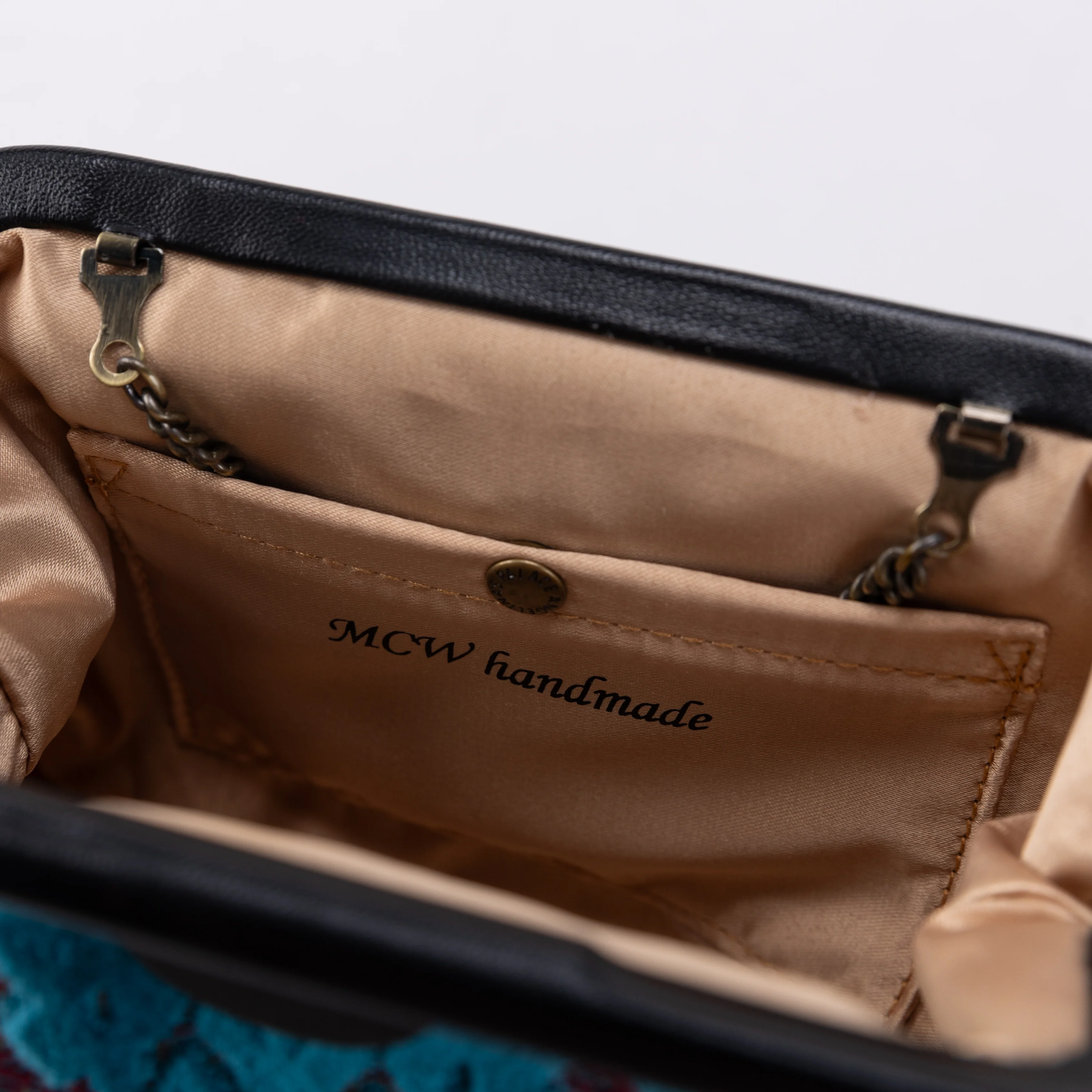 Burnout Velvet Aqua Blue Alma Clutch - Image 4