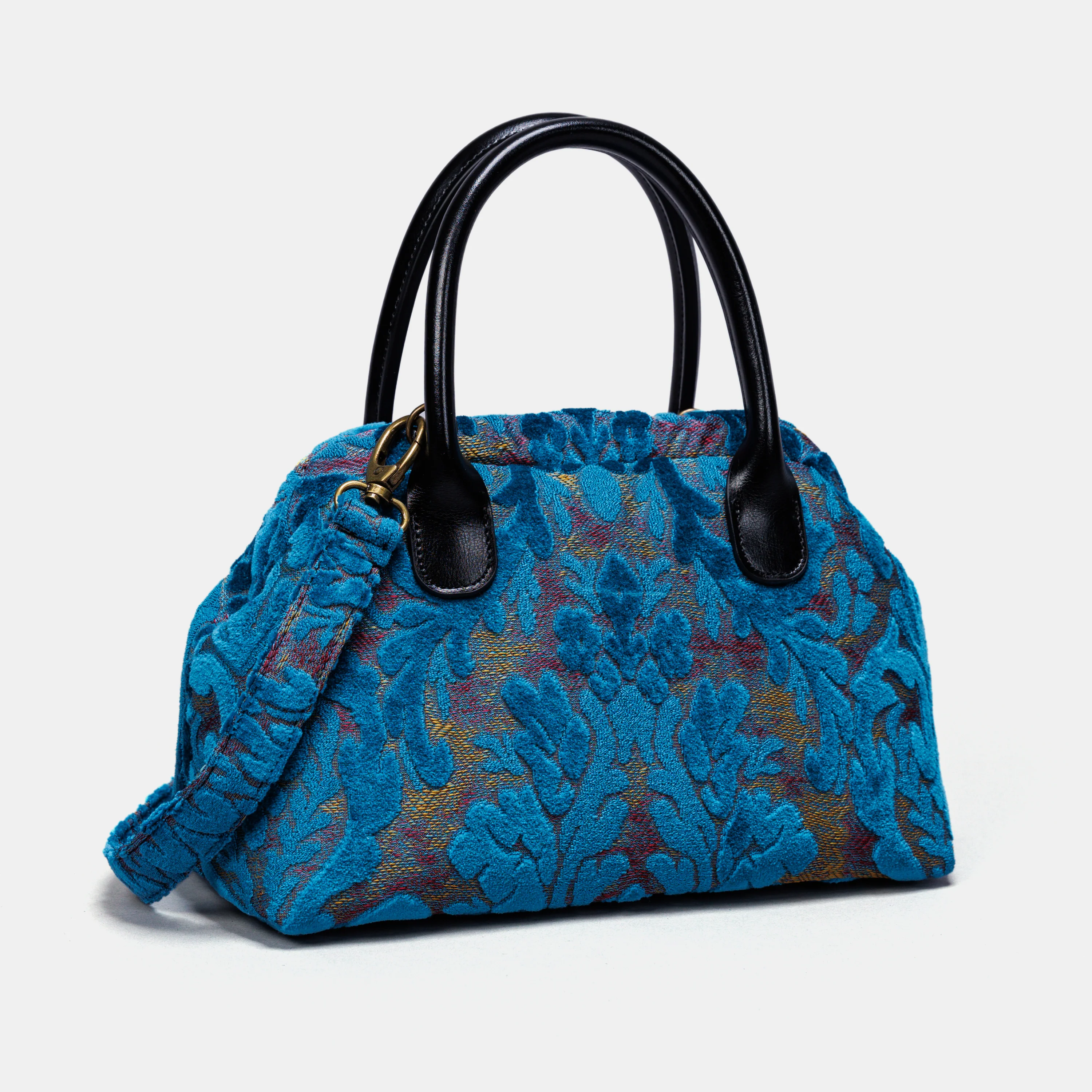 Burnout Velvet Aqua Blue Carpet Satchel - Image 3