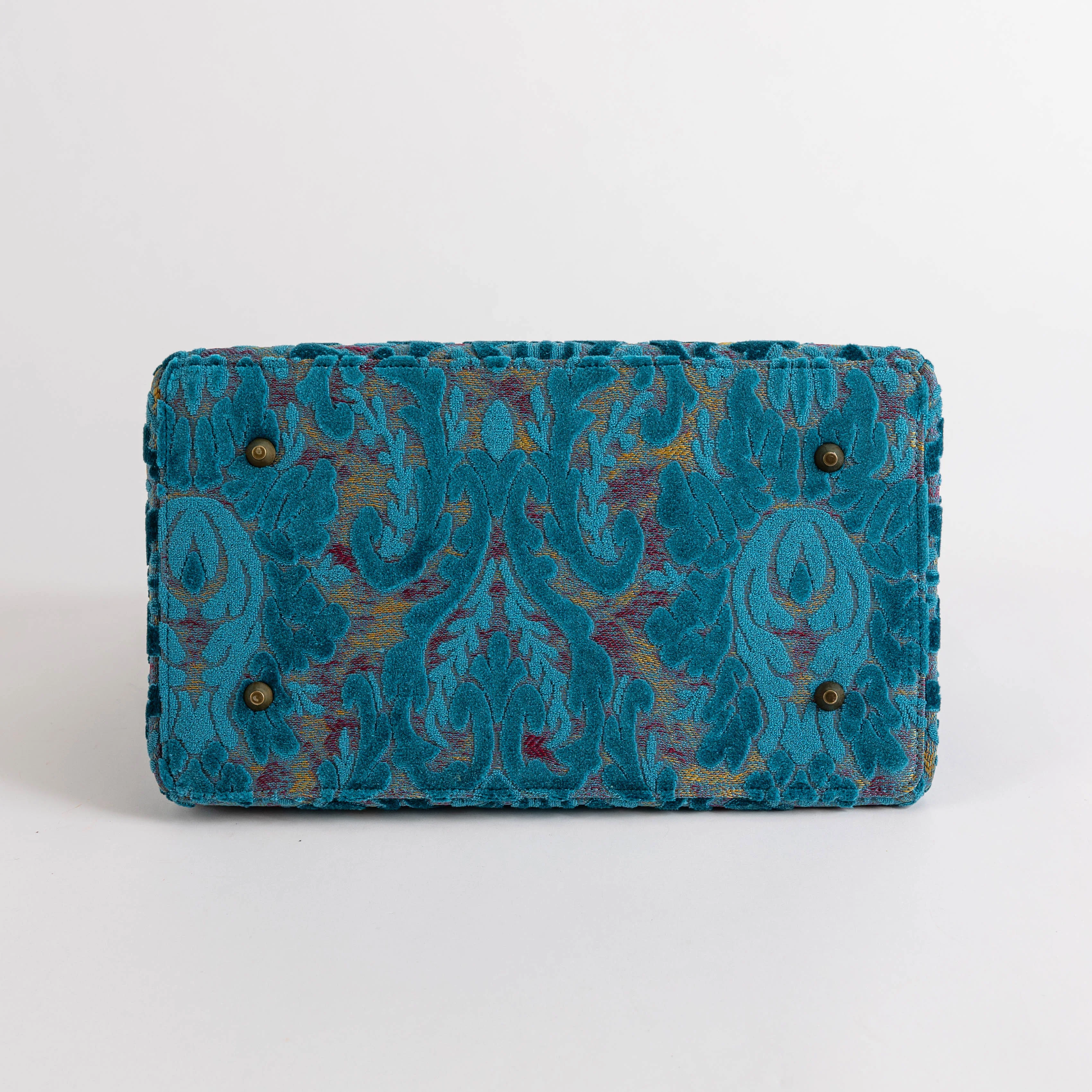 Burnout Velvet Aqua Blue Celine Carpet Gladstone Bag - Image 11