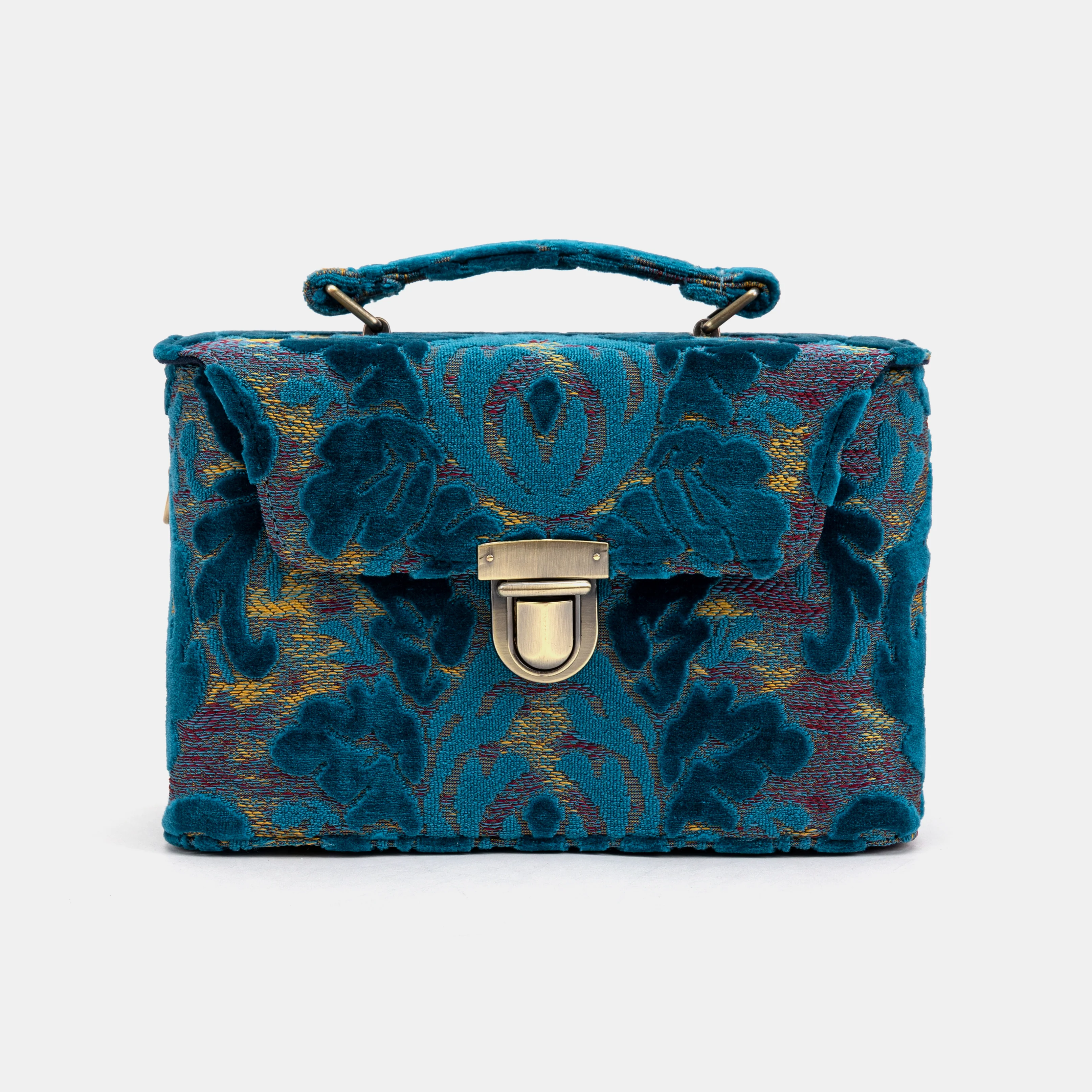 Burnout Velvet Aqua Blue Clara Medium Train Case Purse - Image 2