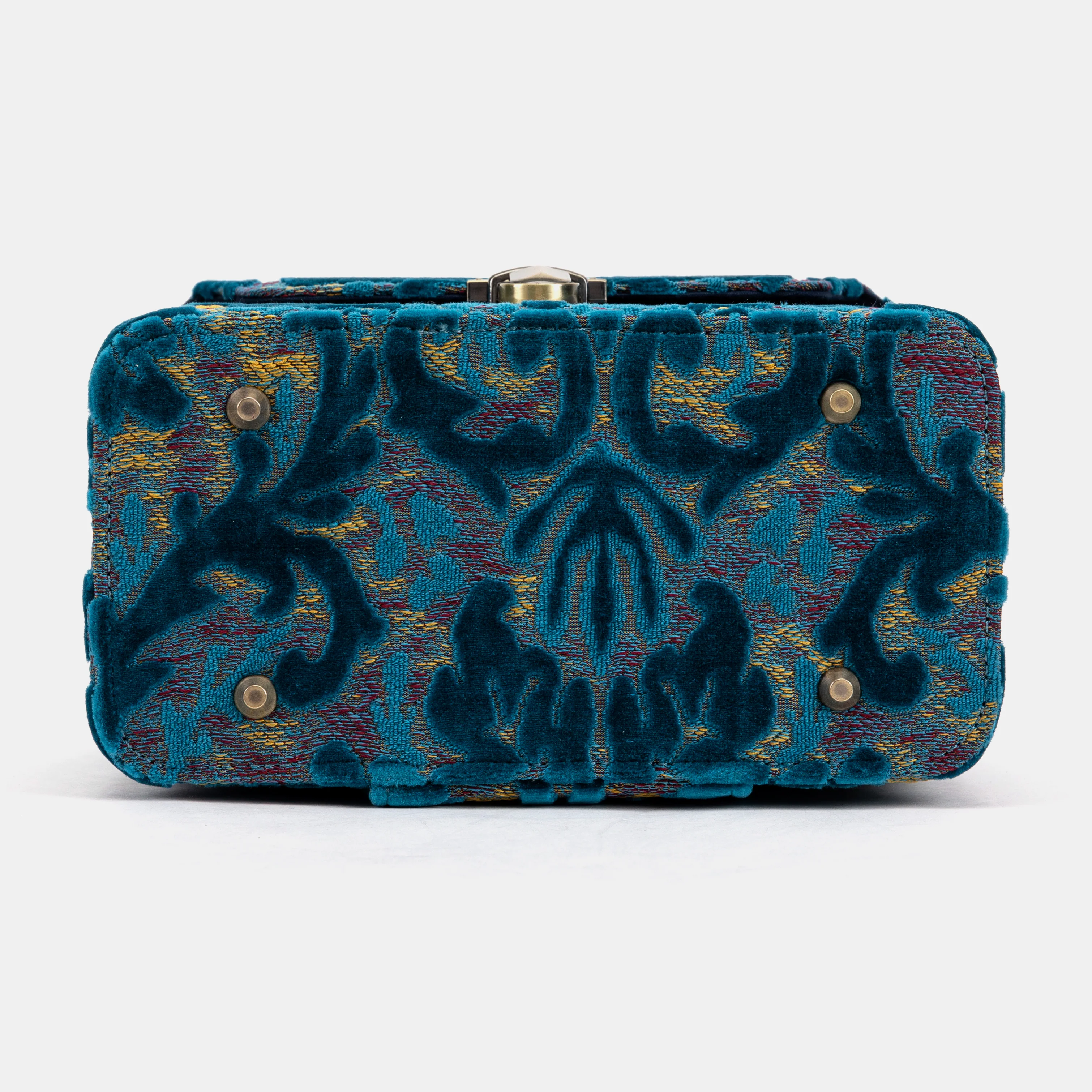 Burnout Velvet Aqua Blue Clara Medium Train Case Purse - Image 7