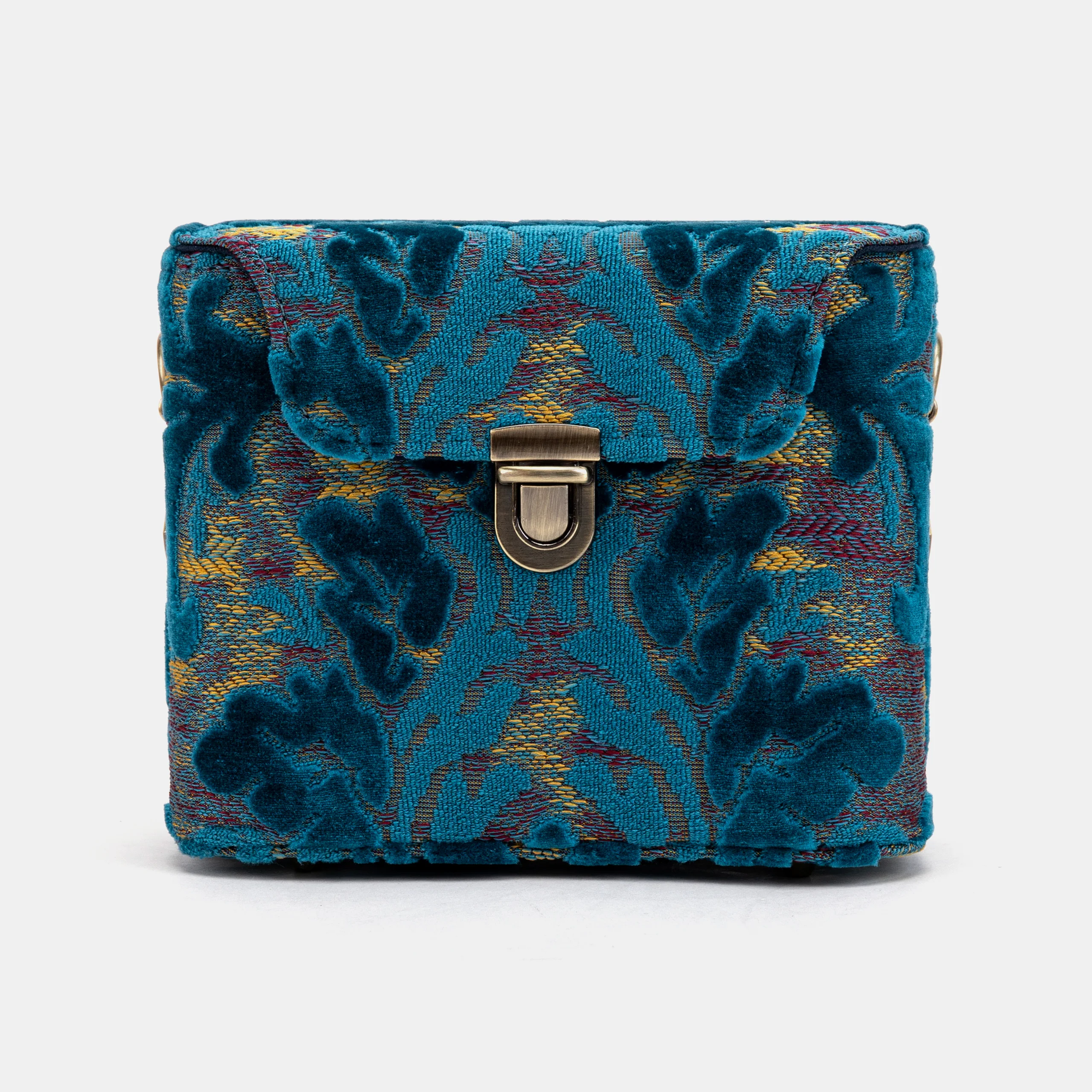 Burnout Velvet Aqua Blue Emma Small Train Case Crossbody - Image 3