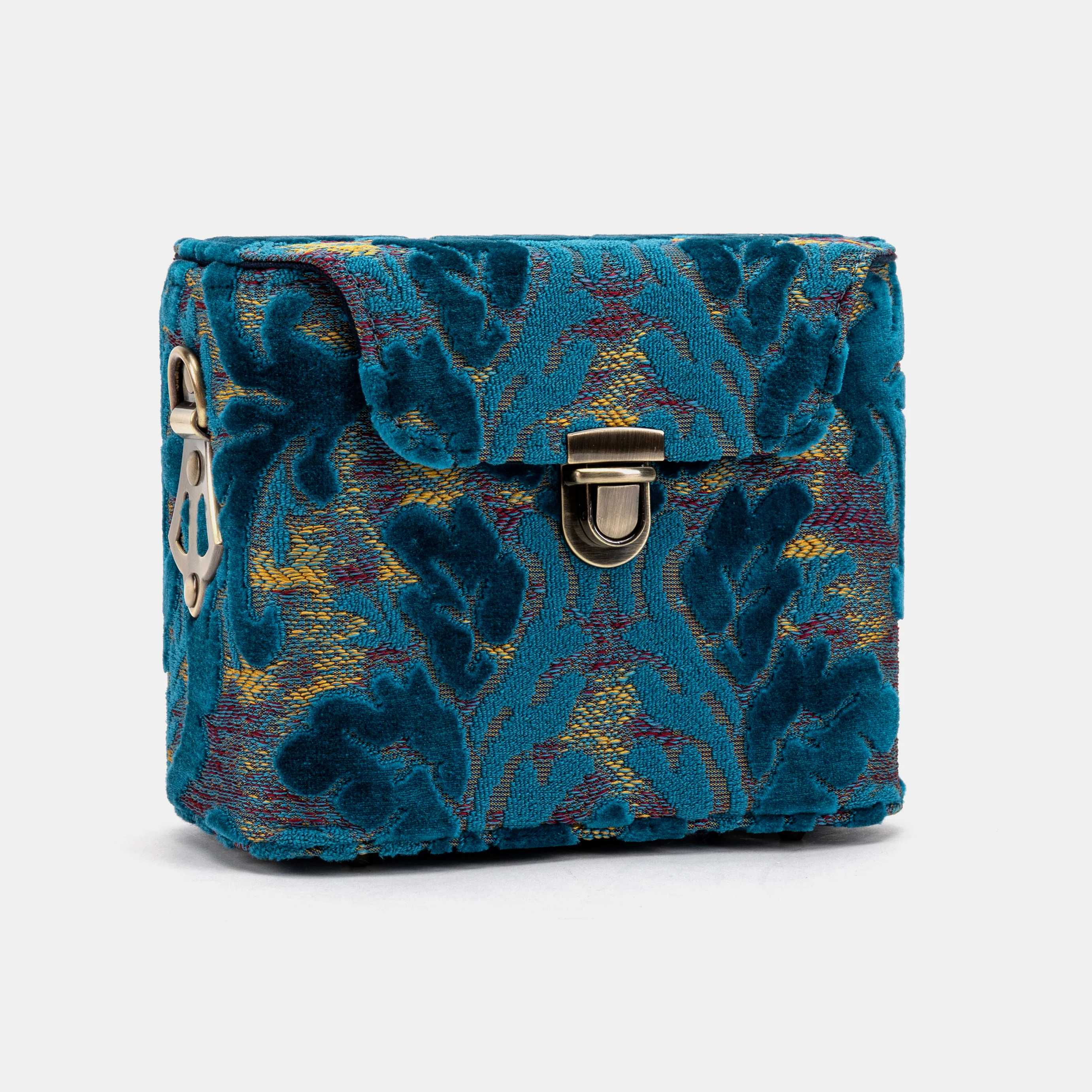 Burnout Velvet Aqua Blue Emma Small Train Case Crossbody - Image 4