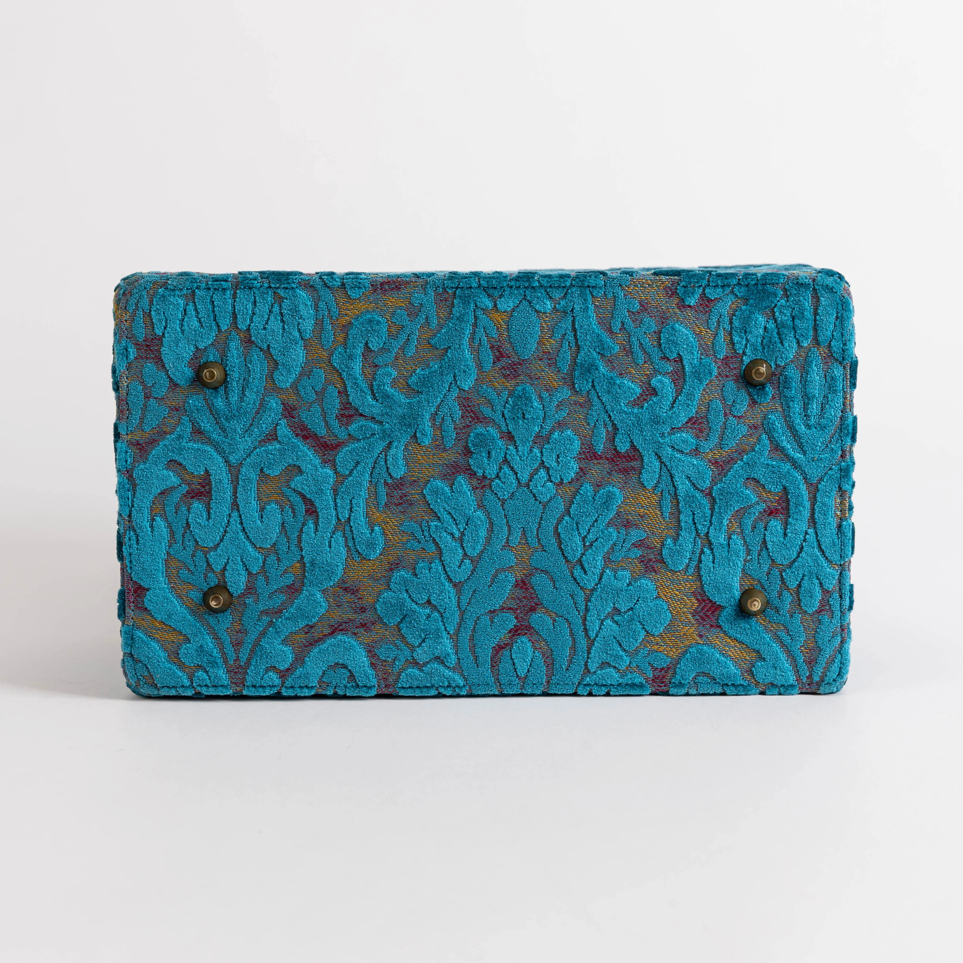 Burnout Velvet Aqua Blue Genevieve Carpet Gladstone Bag - Image 11