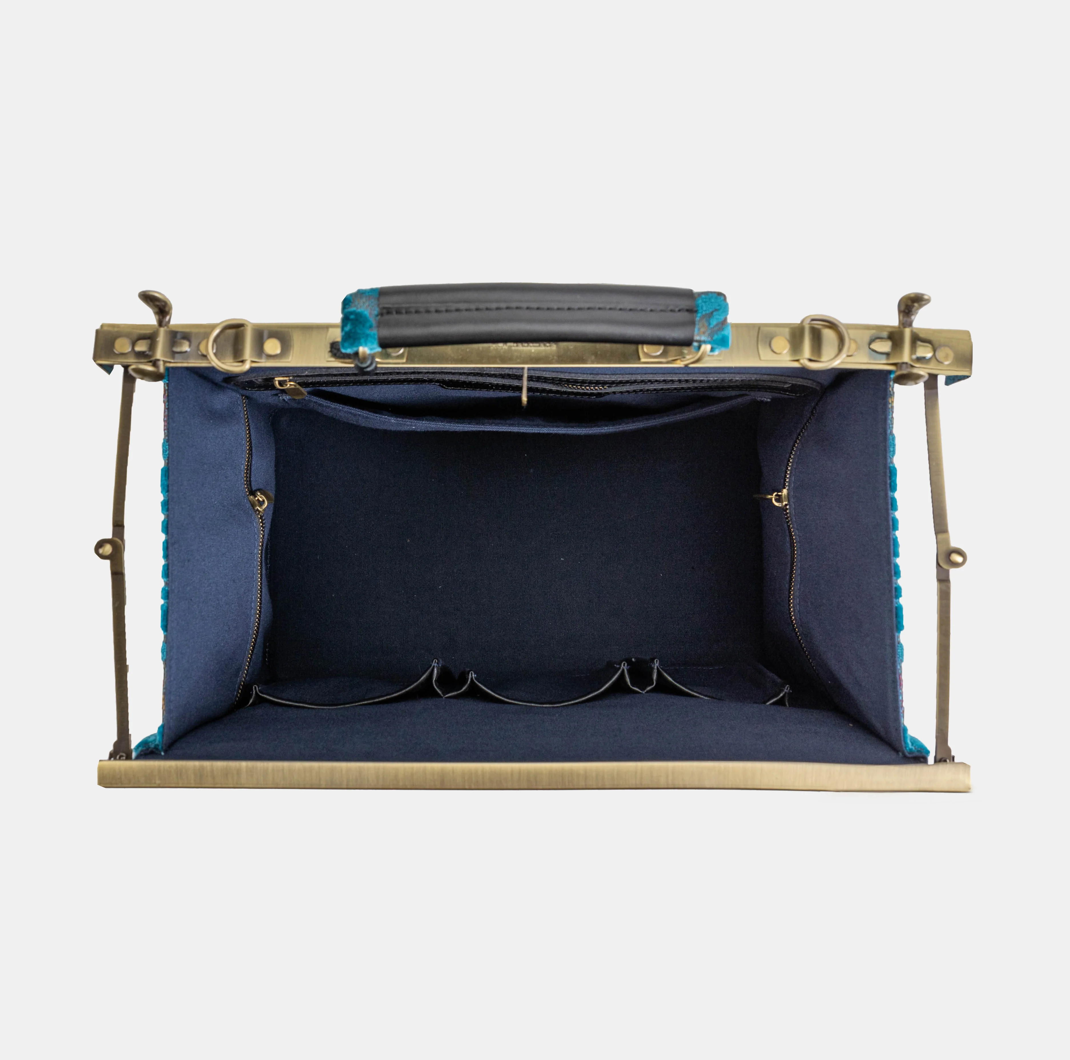 Burnout Velvet Aqua Blue Genevieve Carpet Gladstone Bag - Image 8
