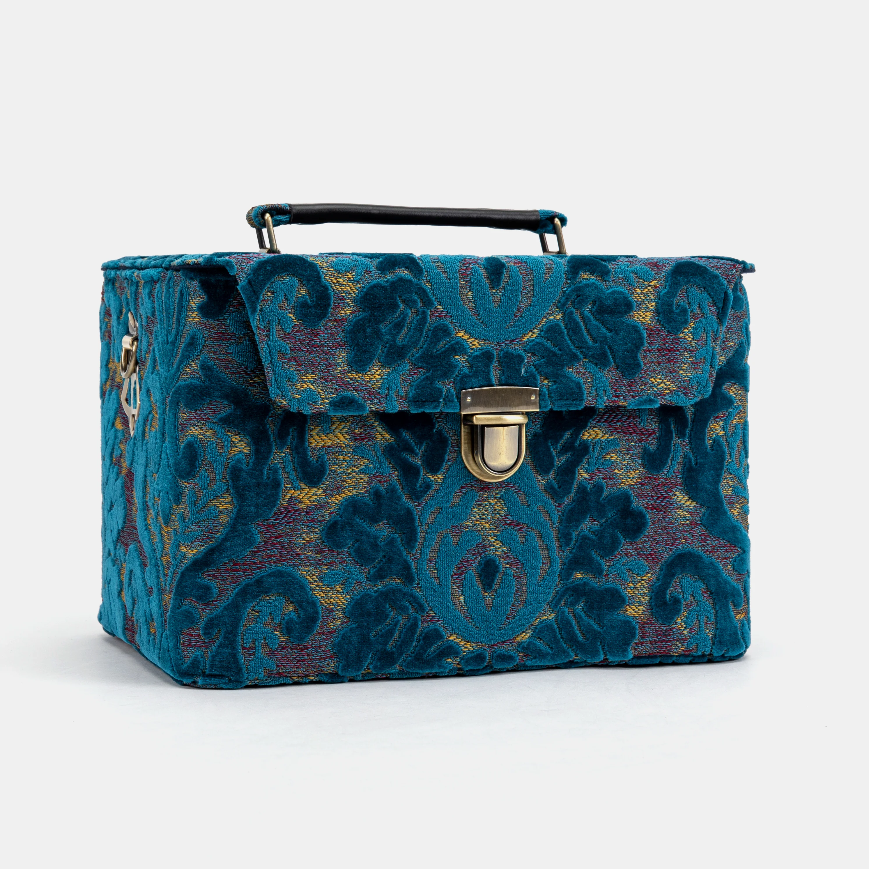 Burnout Velvet Aqua Blue Josephine Large Train Case - Image 3