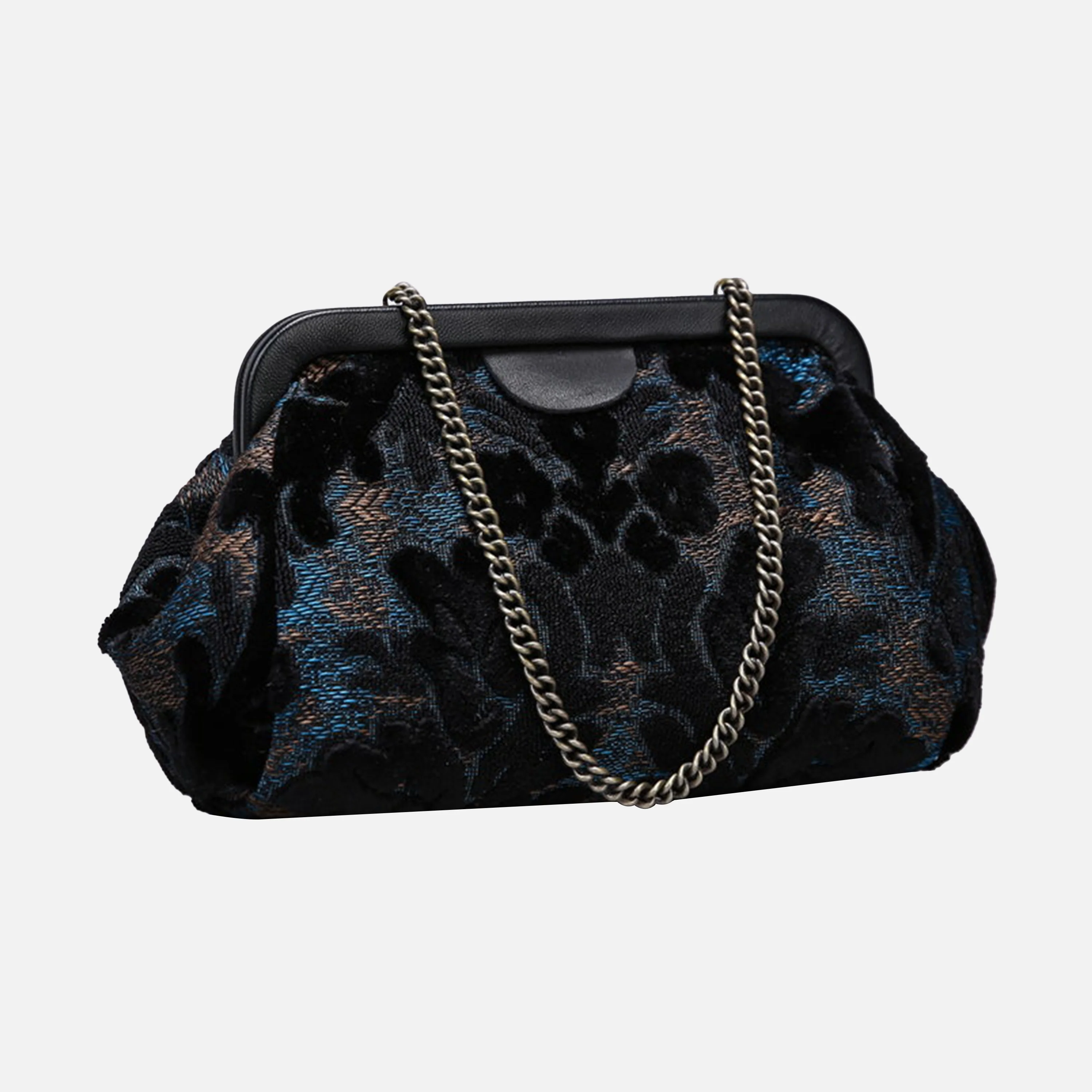 Burnout Velvet Black Evening Bag Clutch - Image 2