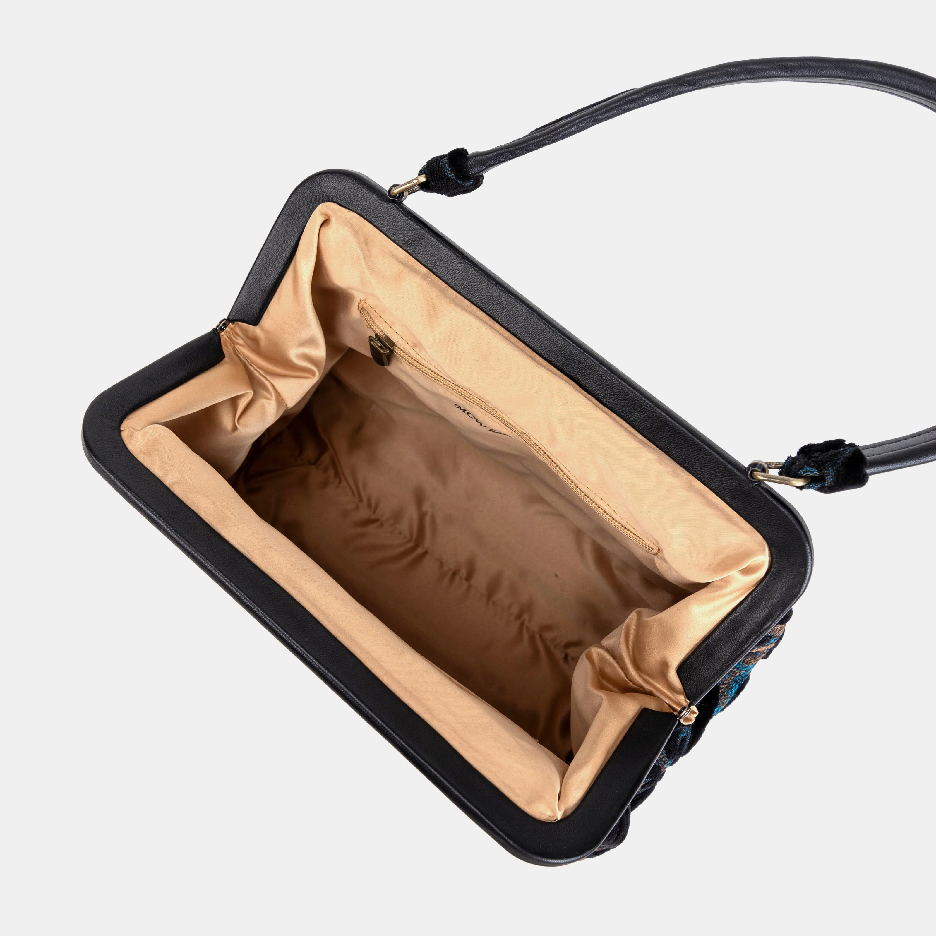 Burnout Velvet Black Alma Shoulder Bag - Image 2