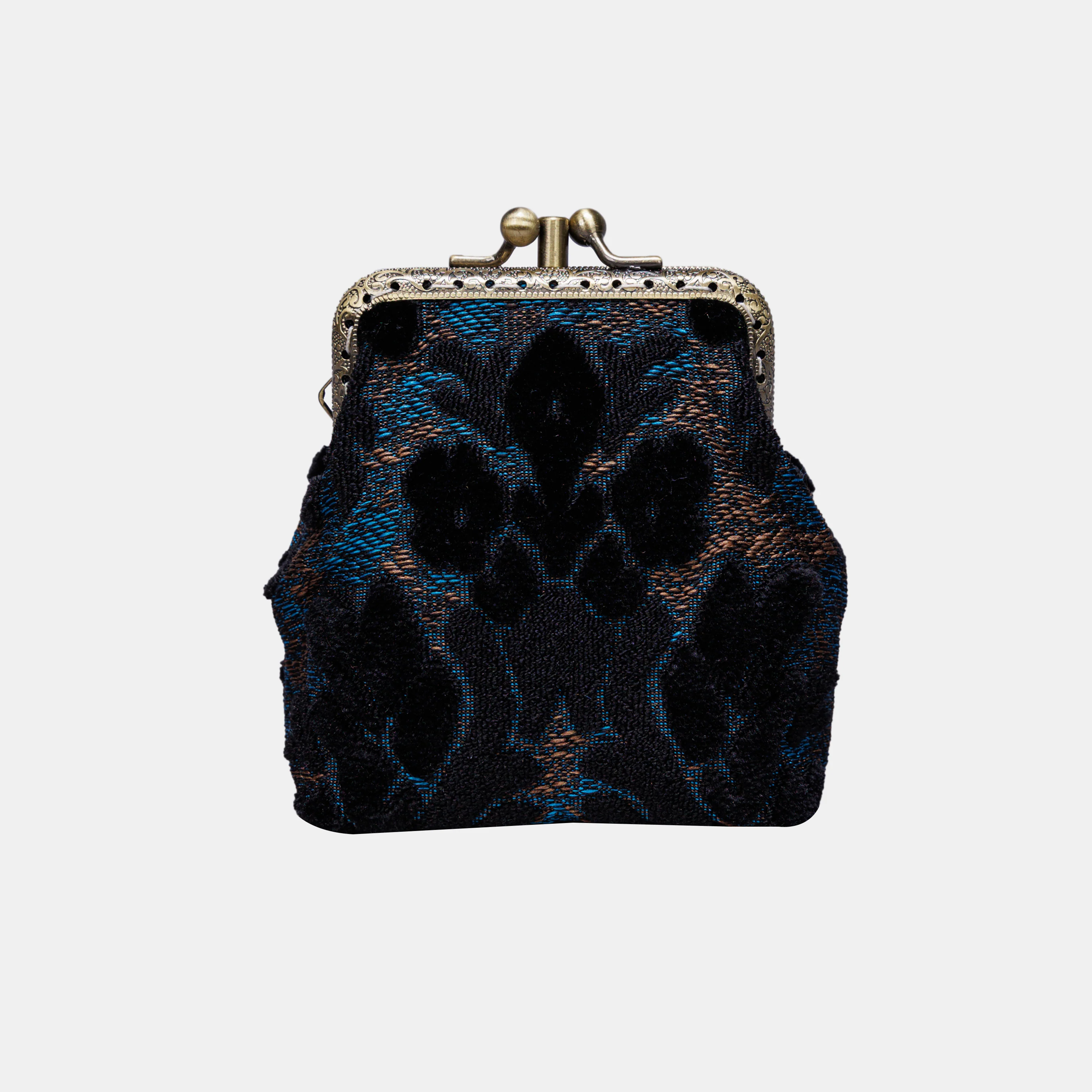 Burnout Velvet Black Double Kiss Clasp Coin Purse - Image 3