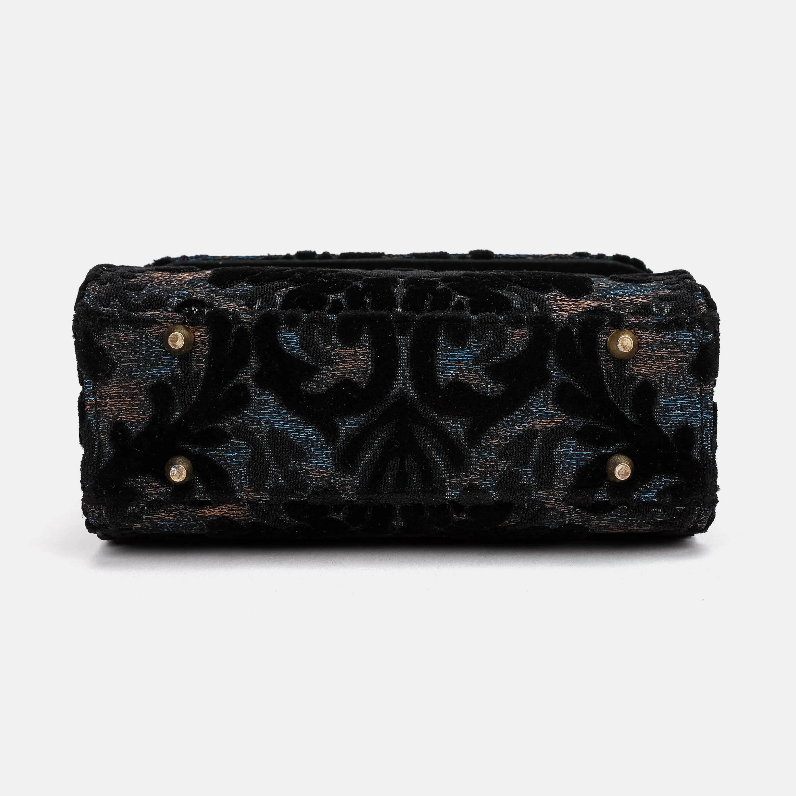 Burnout Velvet Black Flap Satchel - Image 7