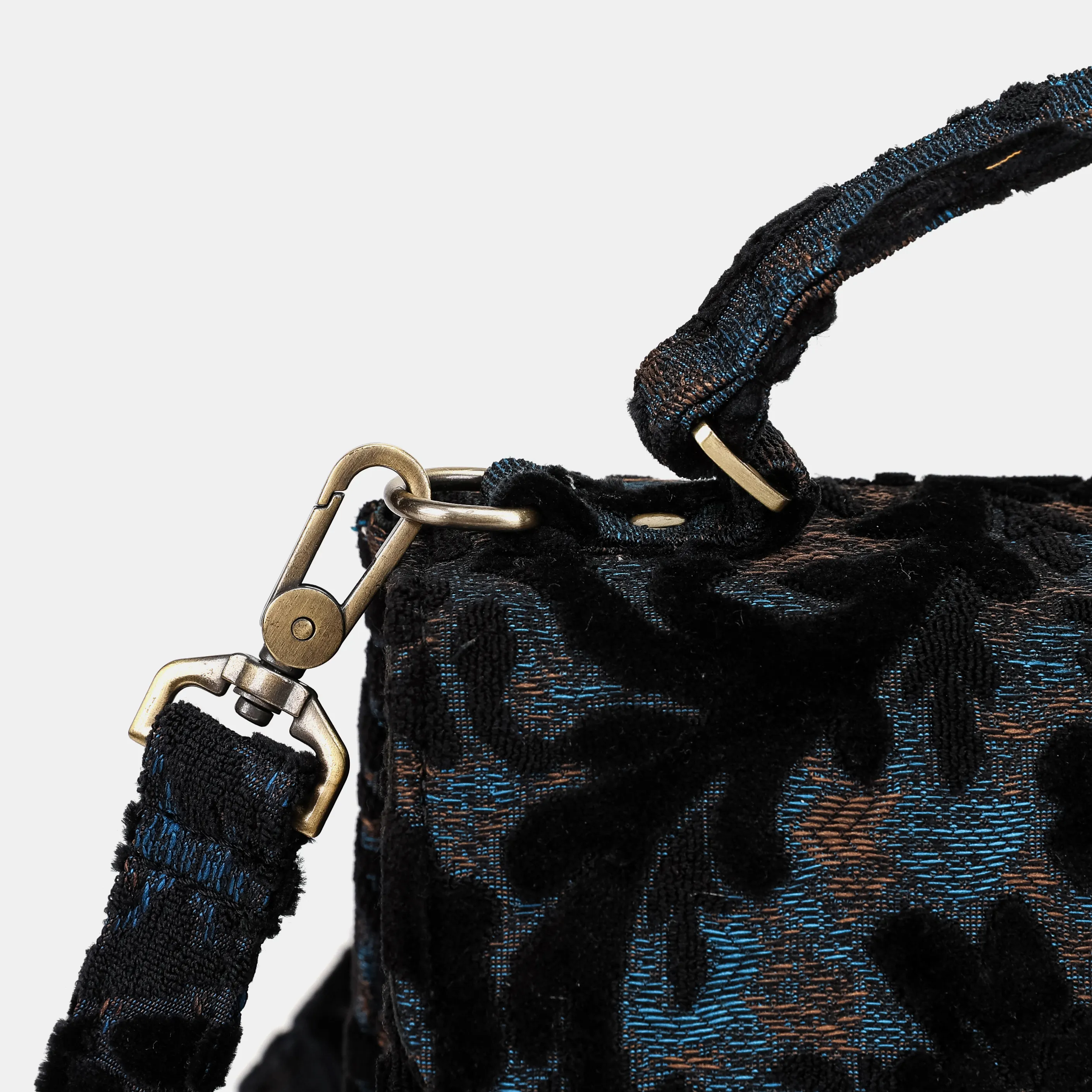 Burnout Velvet Black Flap Satchel - Image 9