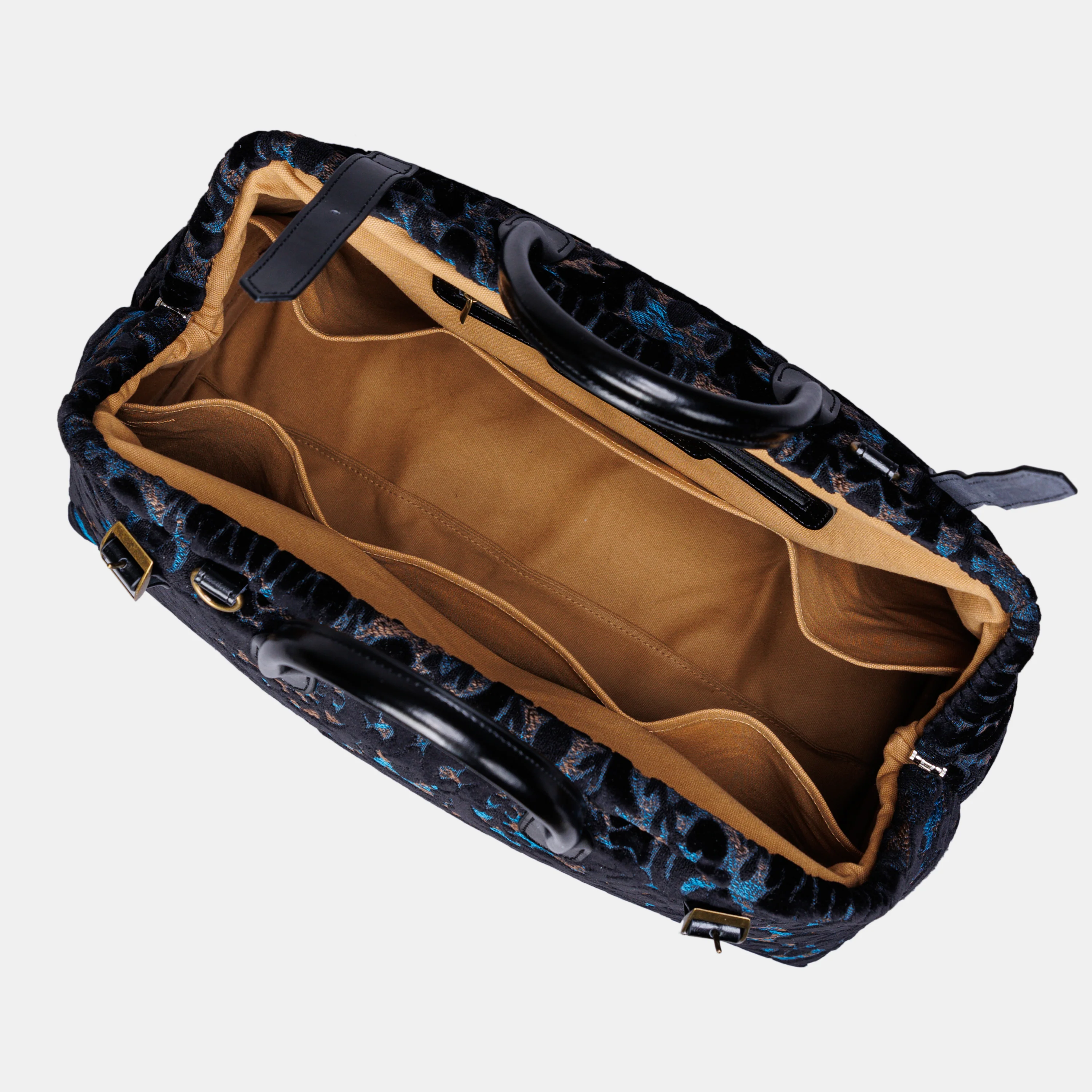 Burnout Velvet Black Large Carpetbag - Image 8