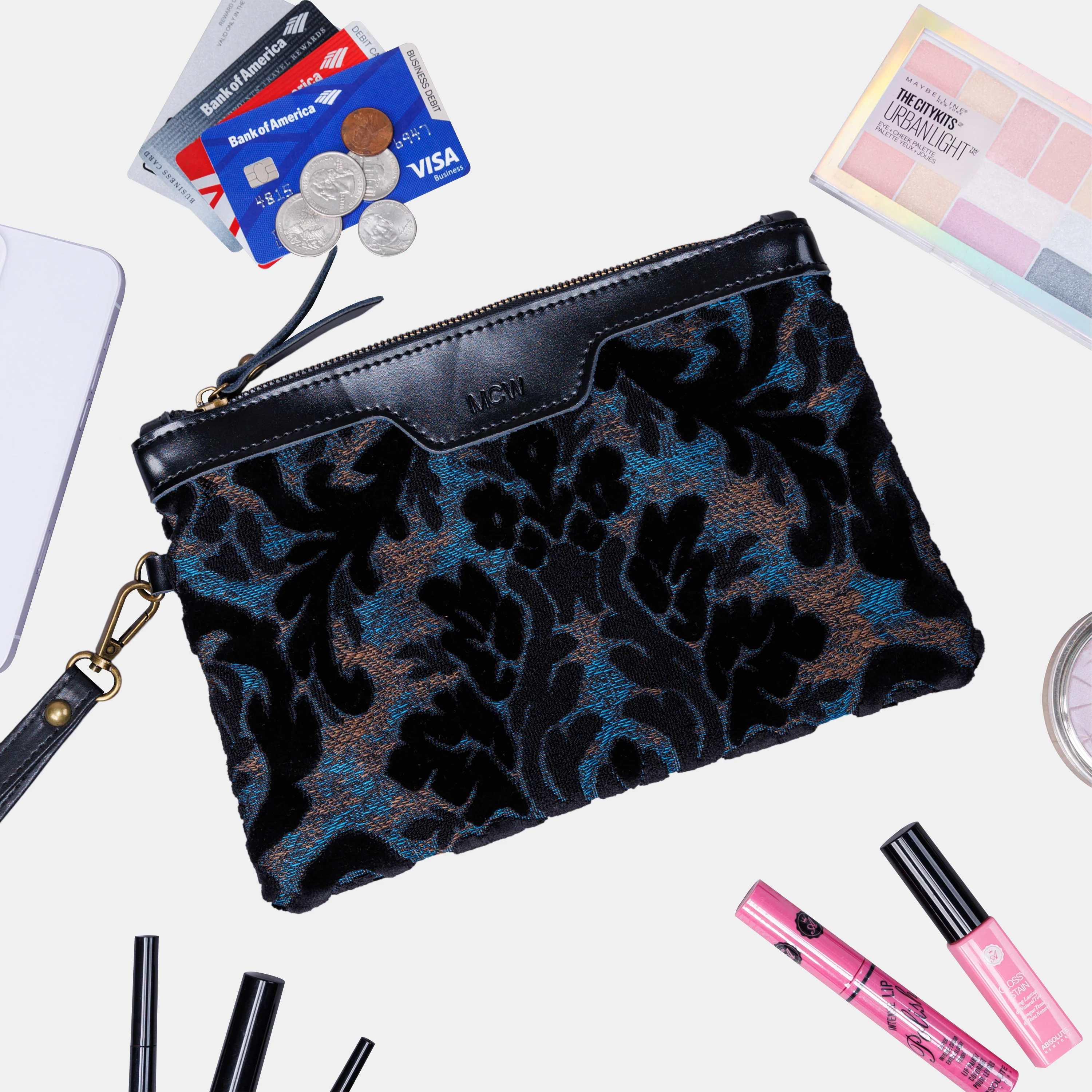 Burnout Velvet Black Wristlet Clutch - Image 2