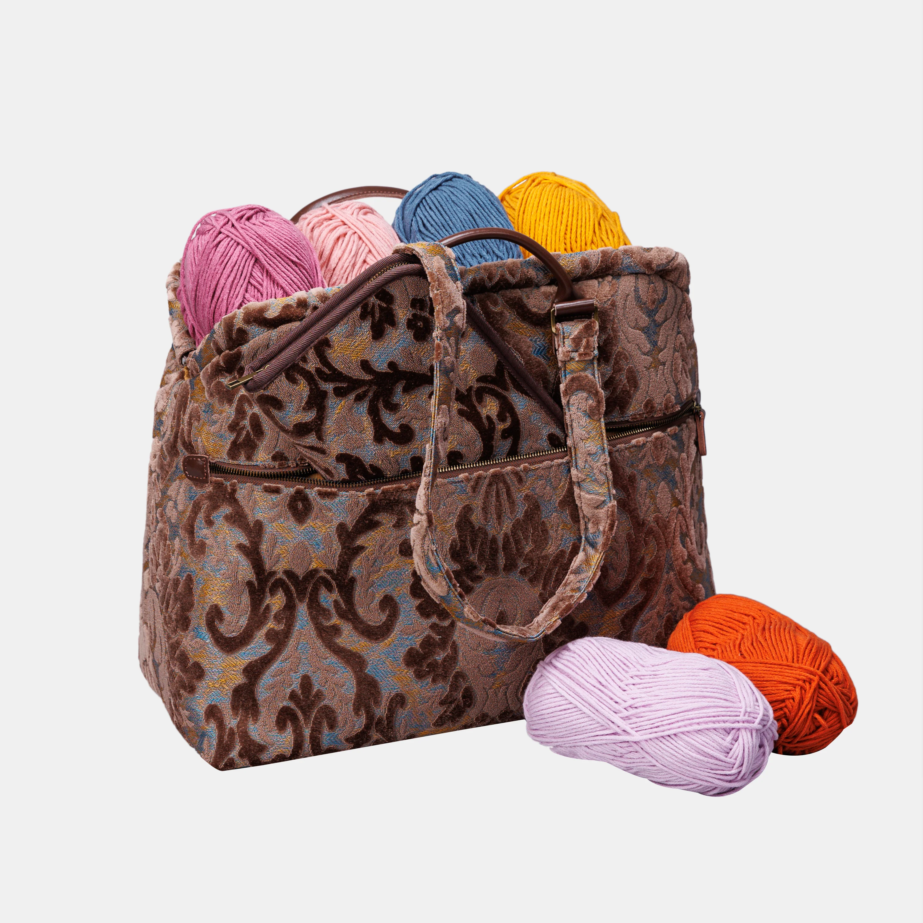Burnout Velvet Camel Knitting Project Bag - Image 5