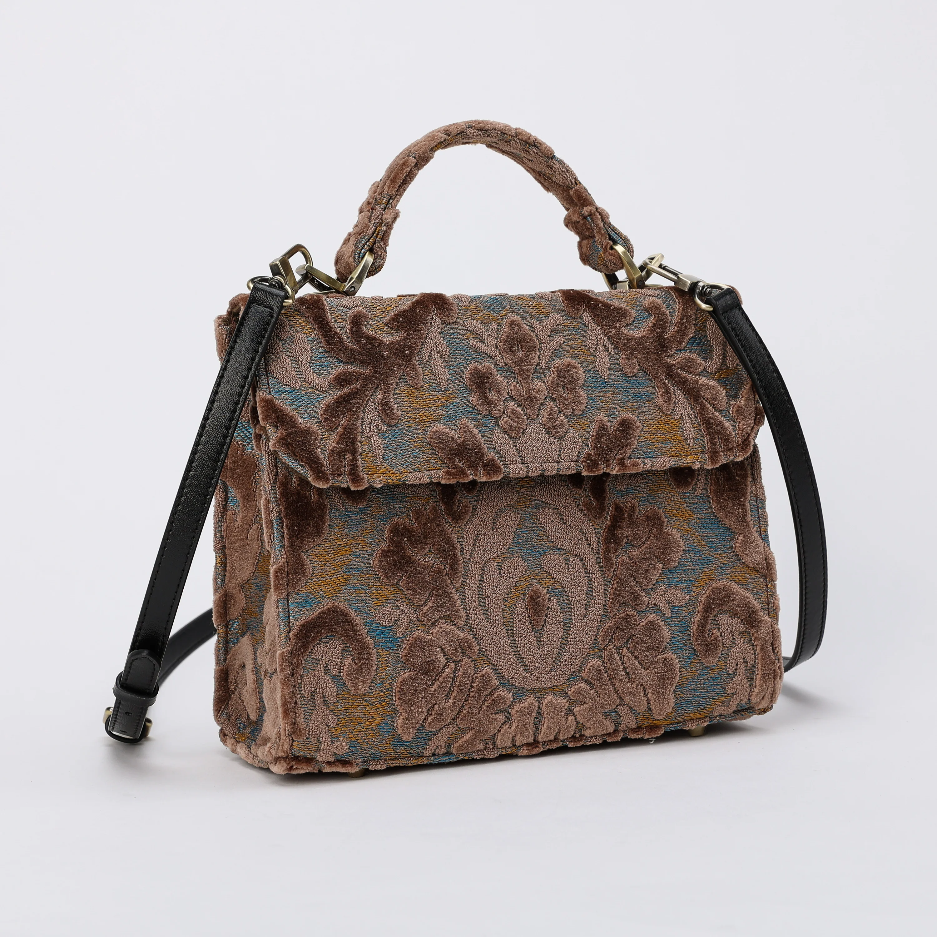 Burnout Velvet Camel Flap Satchel - Image 3
