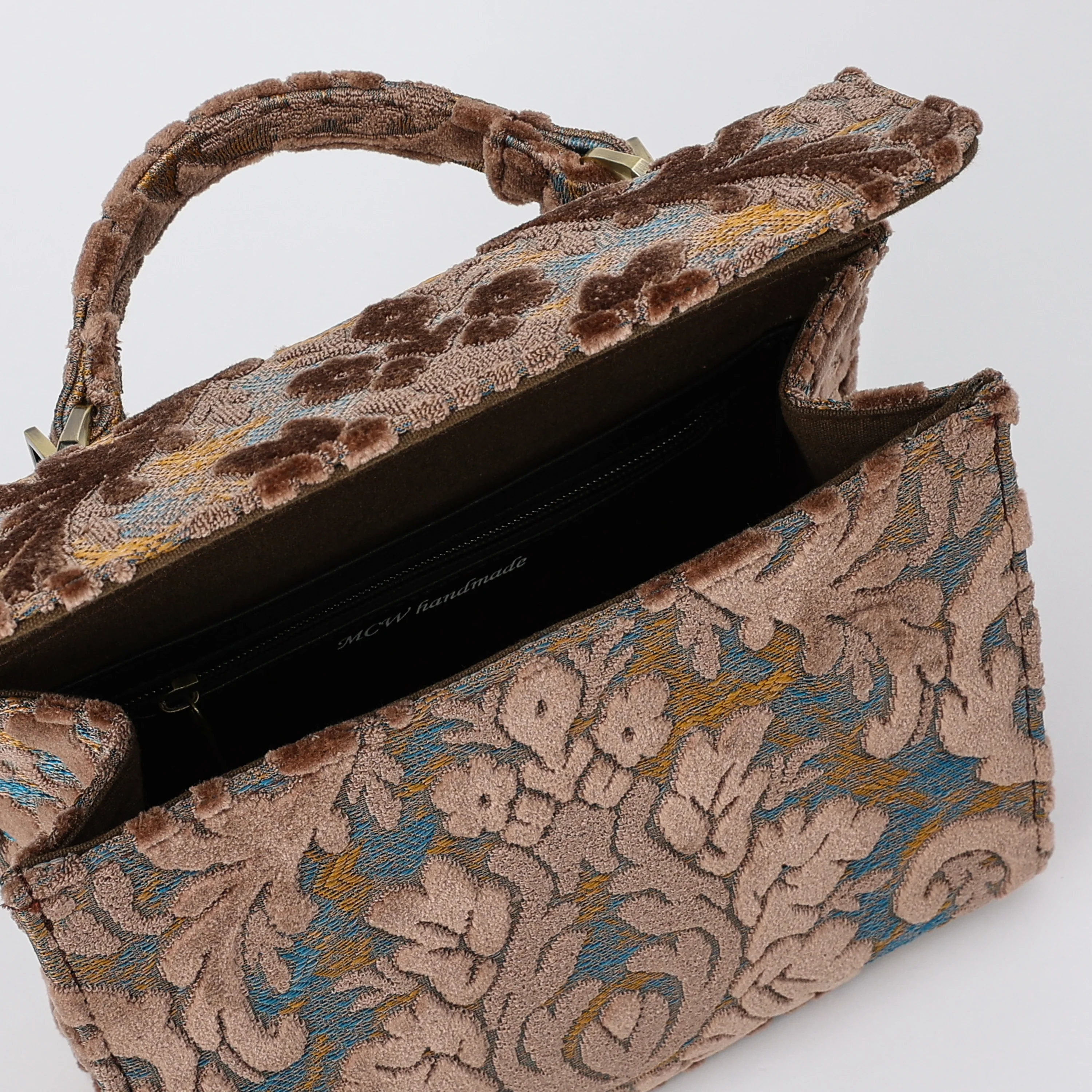 Burnout Velvet Camel Flap Satchel - Image 7
