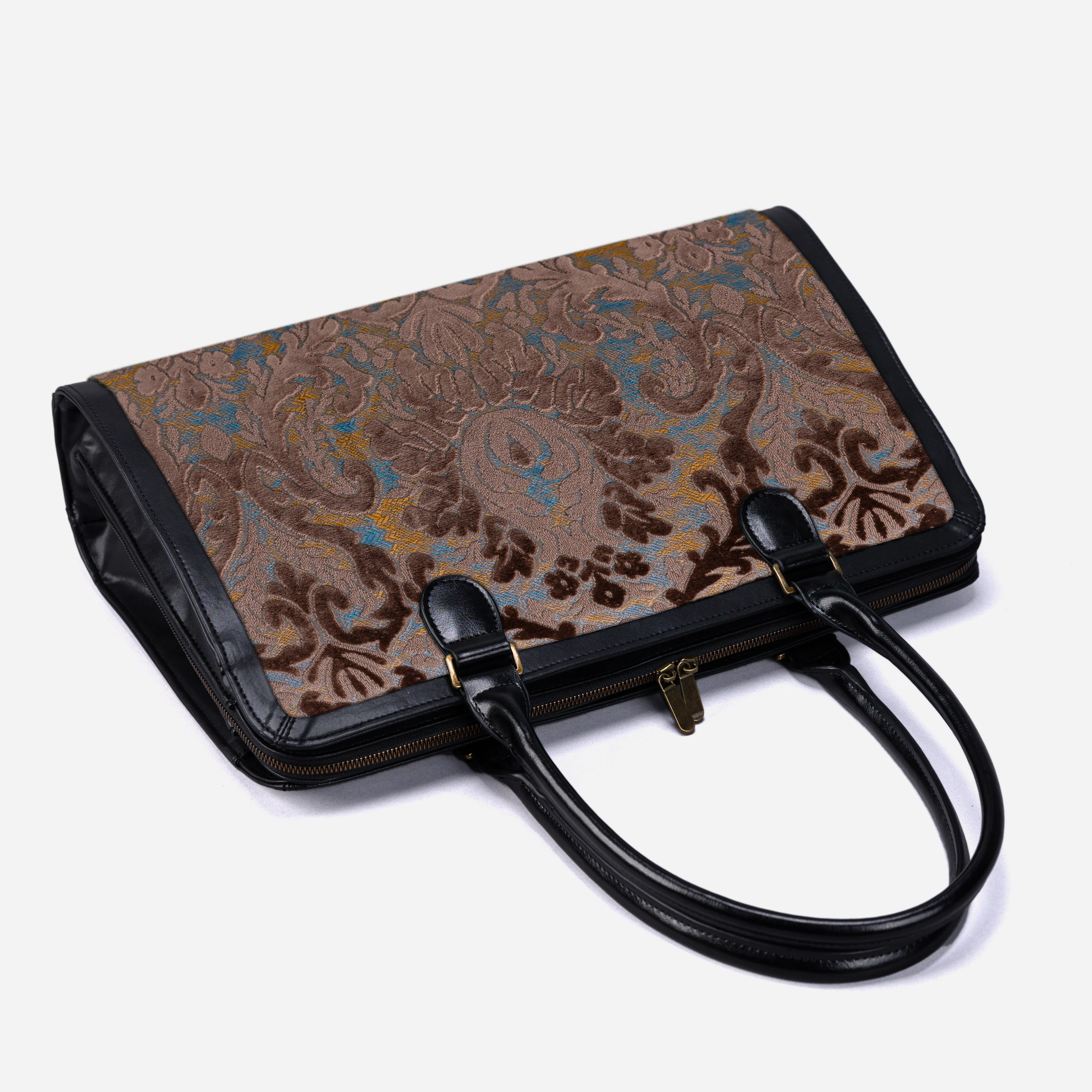 Burnout Velvet Camel Business Tote - Image 5