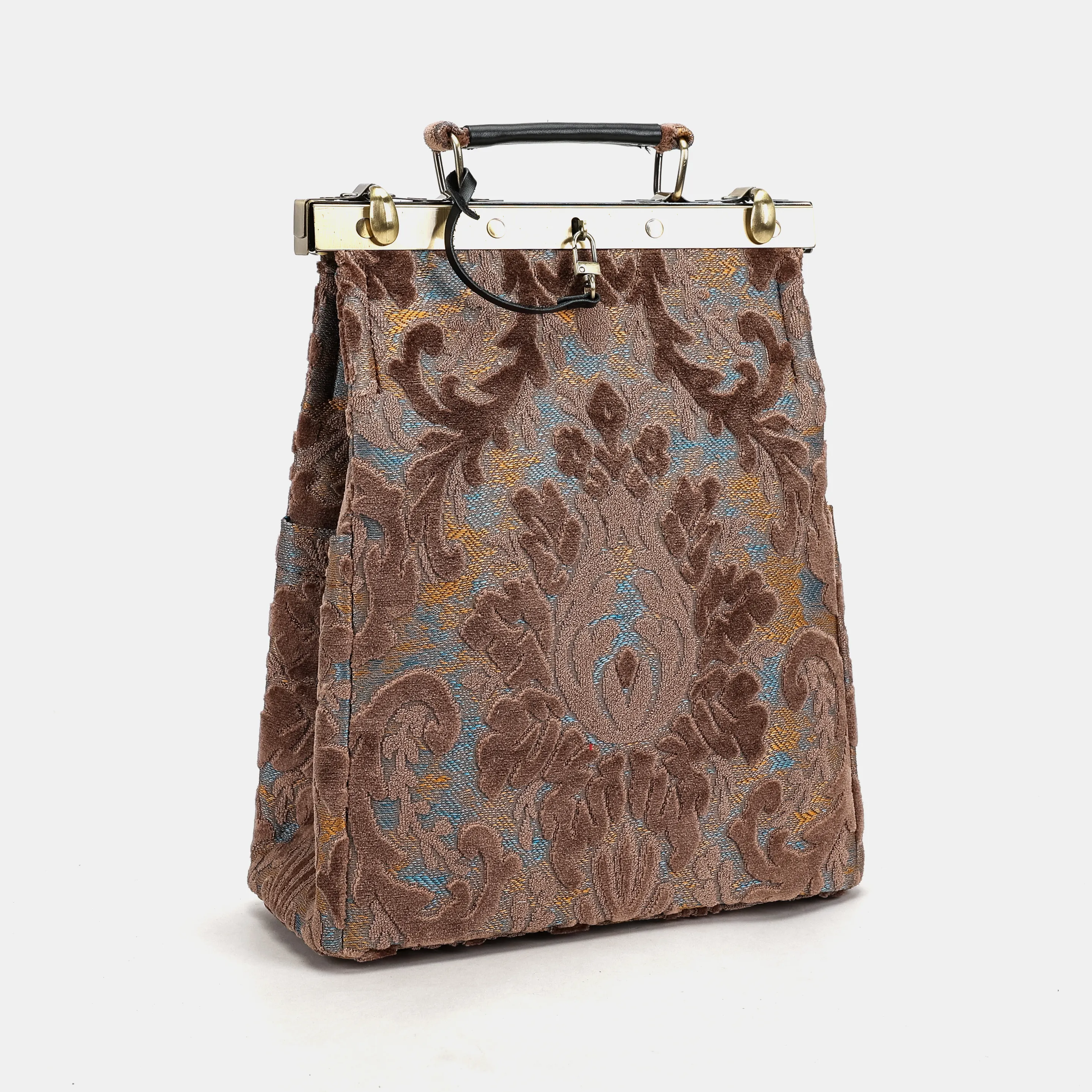 Burnout Velvet Camel Helena Carpet Backpack Gladstone Bag - Image 4
