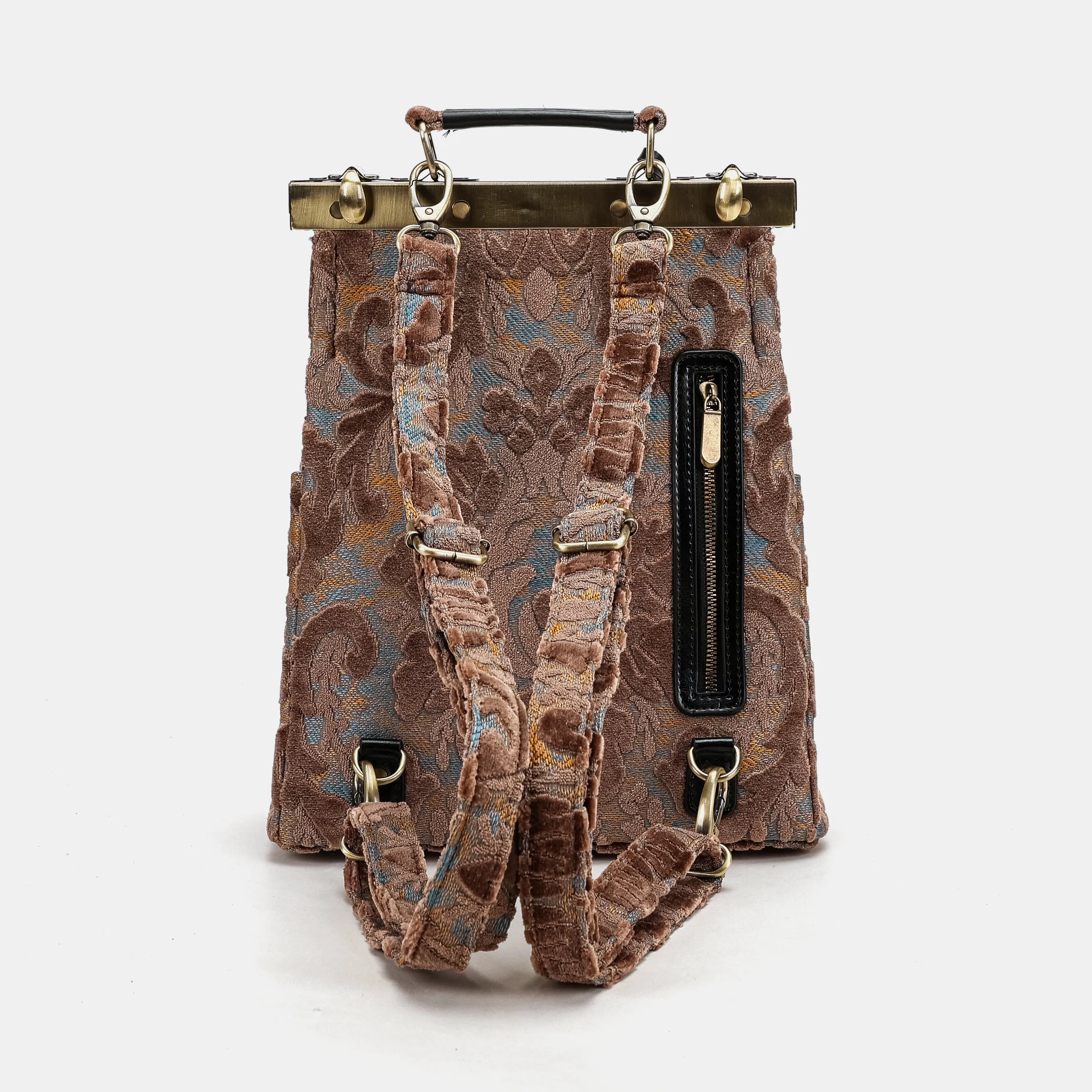 Burnout Velvet Camel Helena Carpet Backpack Gladstone Bag - Image 5