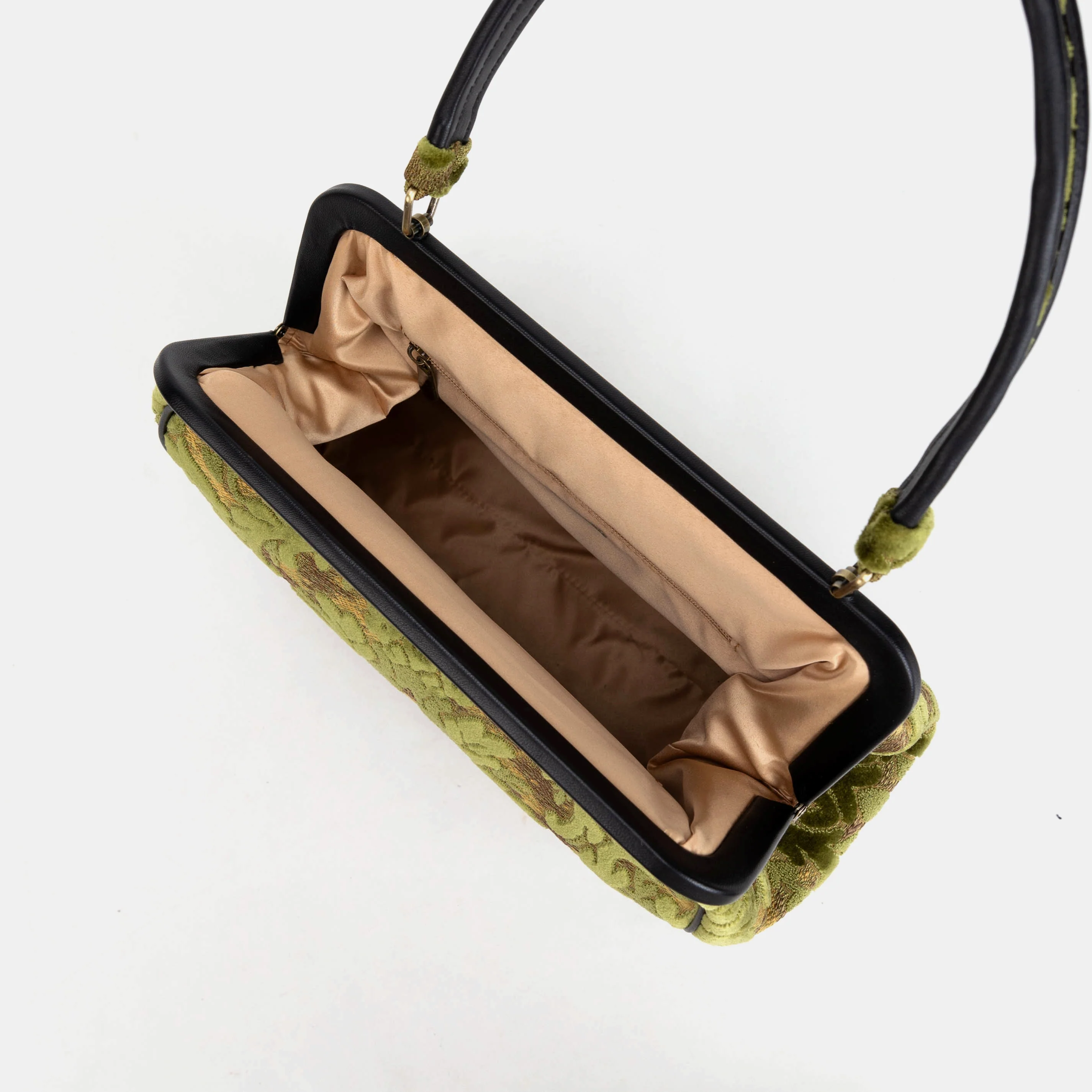 Burnout Velvet Fern Green Alma Shoulder Bag - Image 2