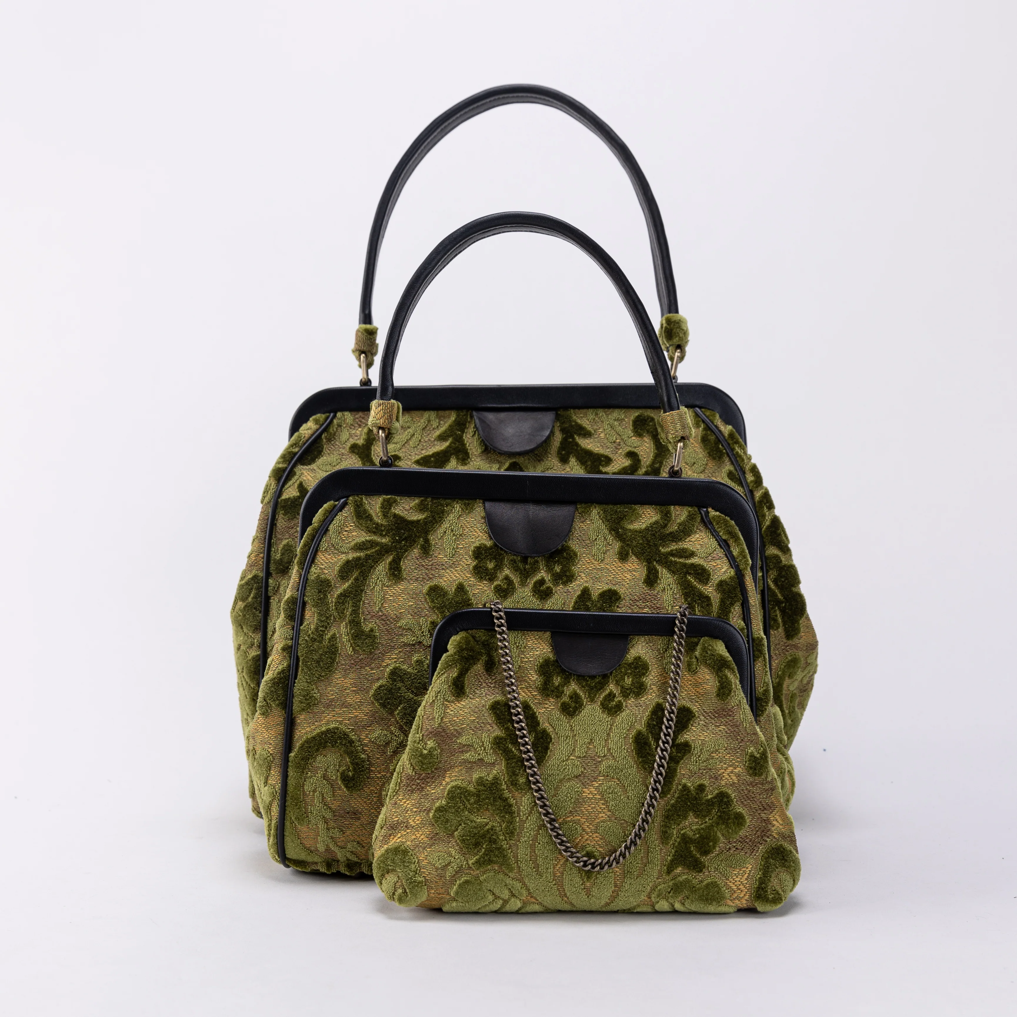 Burnout Velvet Fern Green Alma Shoulder Bag - Image 5