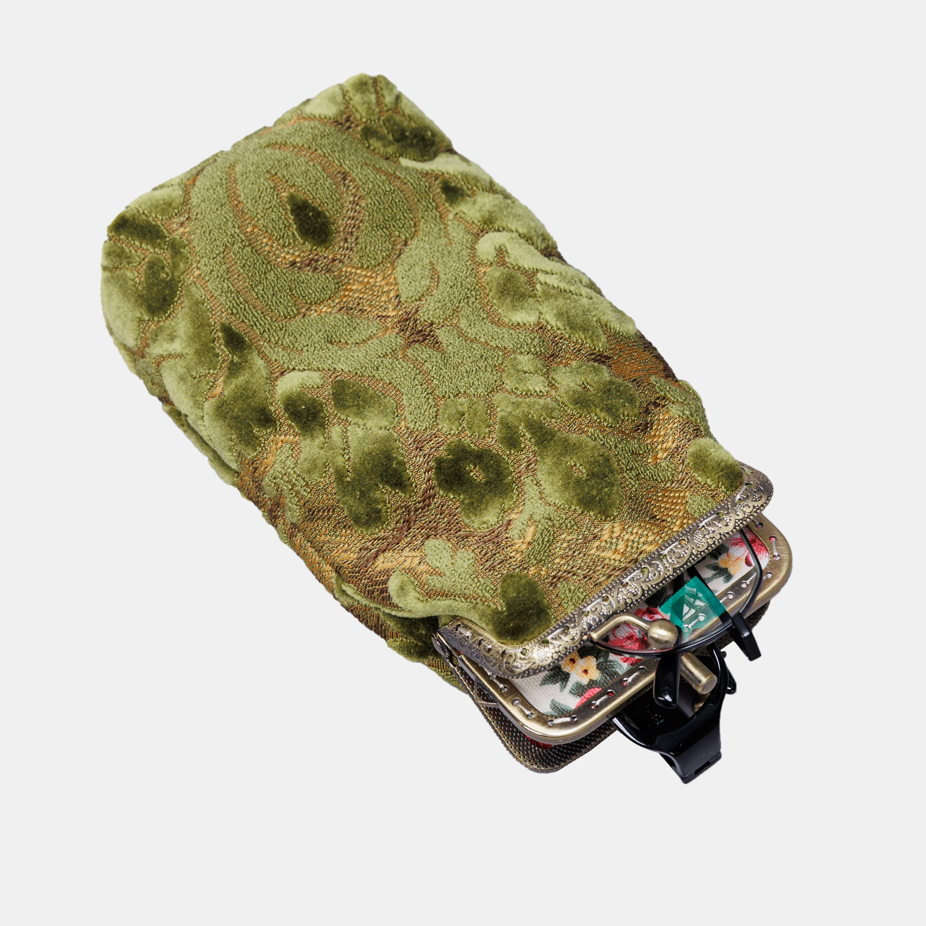 Burnout Velvet Fern Green Carpet Eyeglasses Case - Image 2