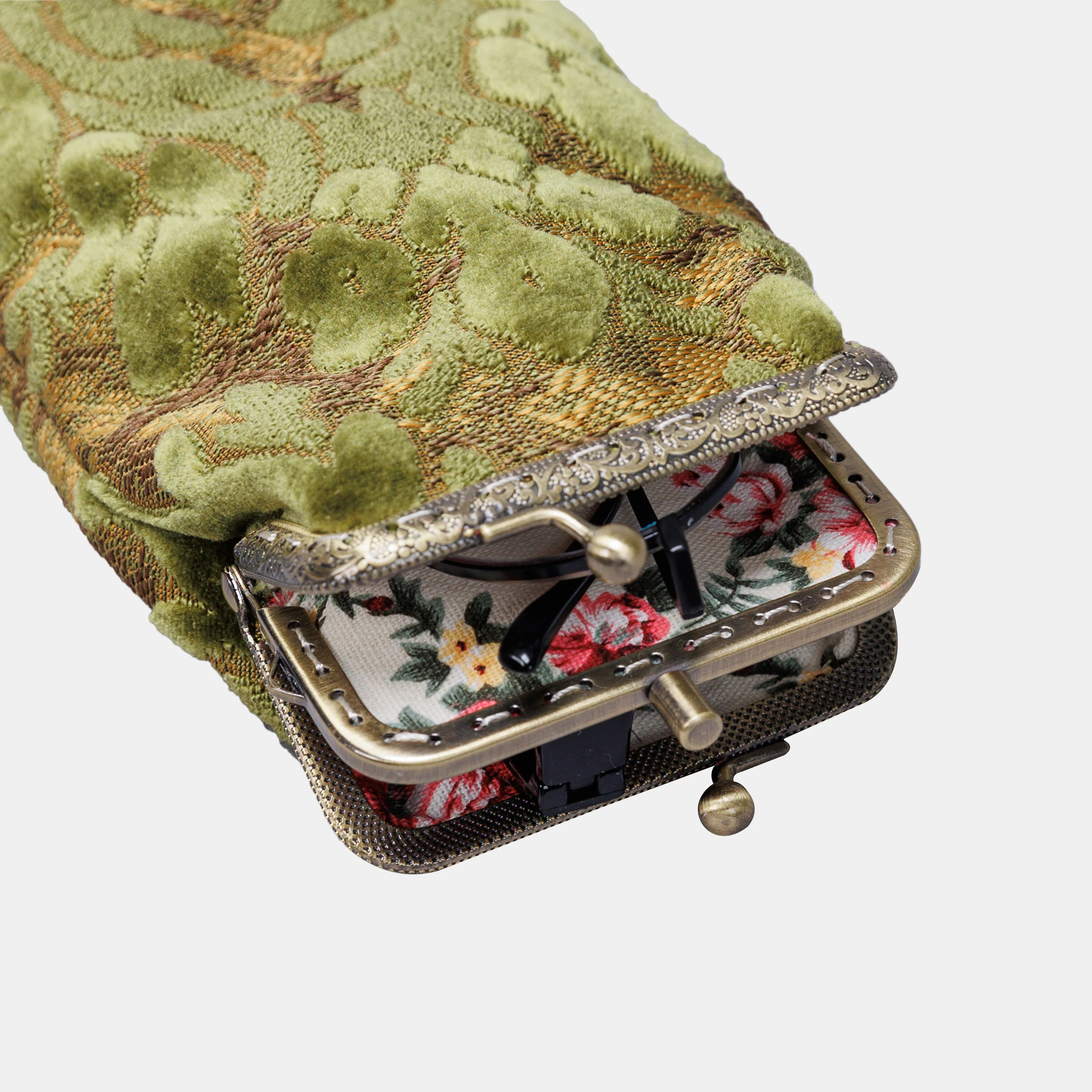 Burnout Velvet Fern Green Carpet Eyeglasses Case - Image 5