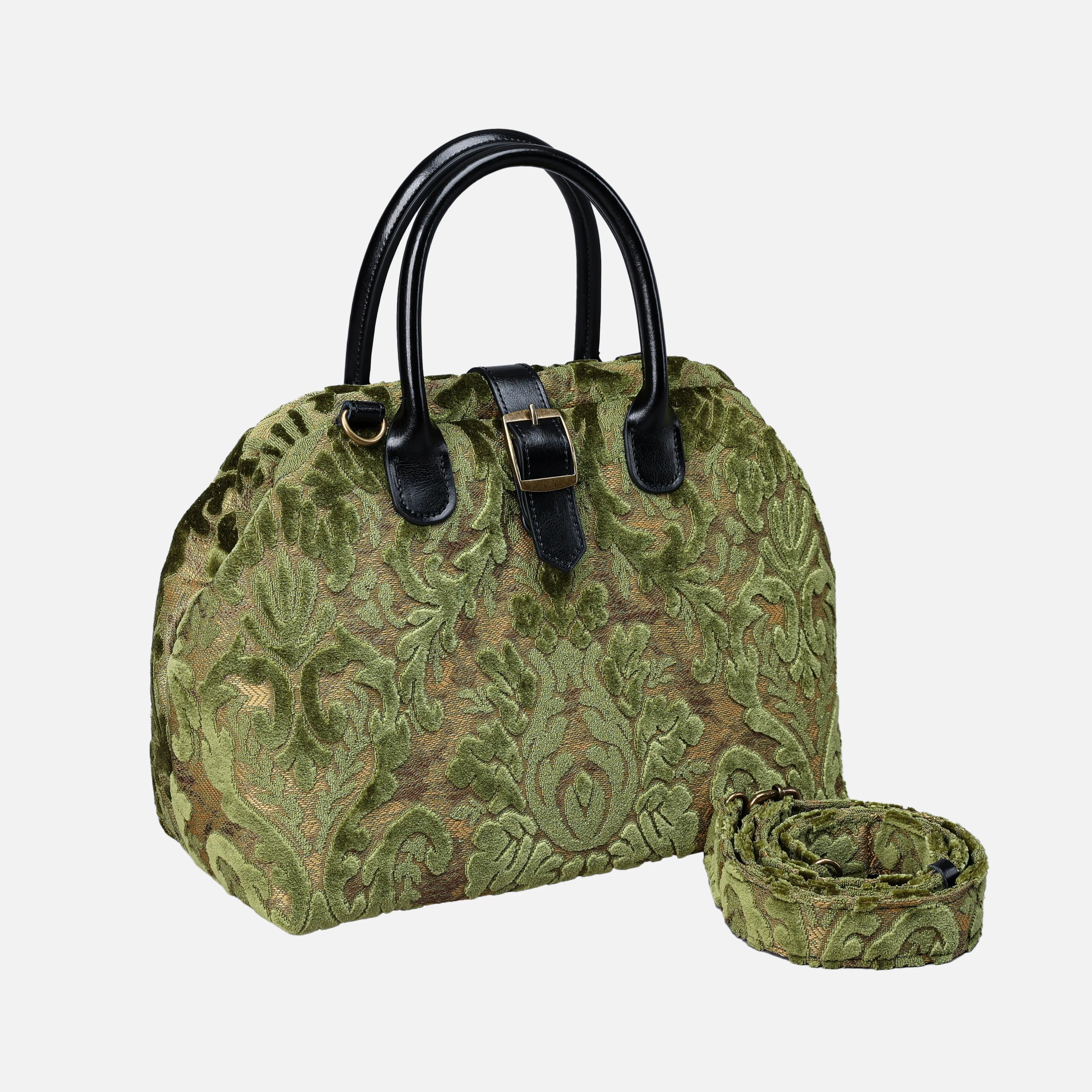 Burnout Velvet Fern Green Carpet Handbag Purse - Image 2