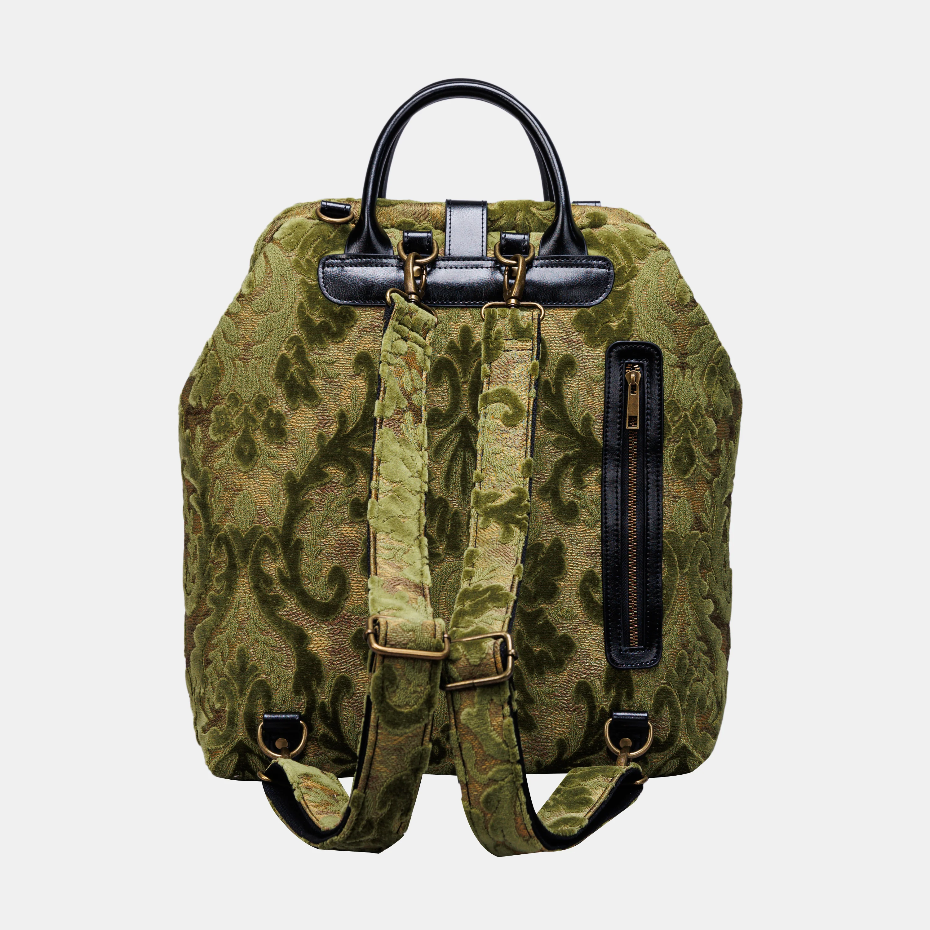 Burnout Velvet Fern Green Carpet Laptop Backpack - Image 4