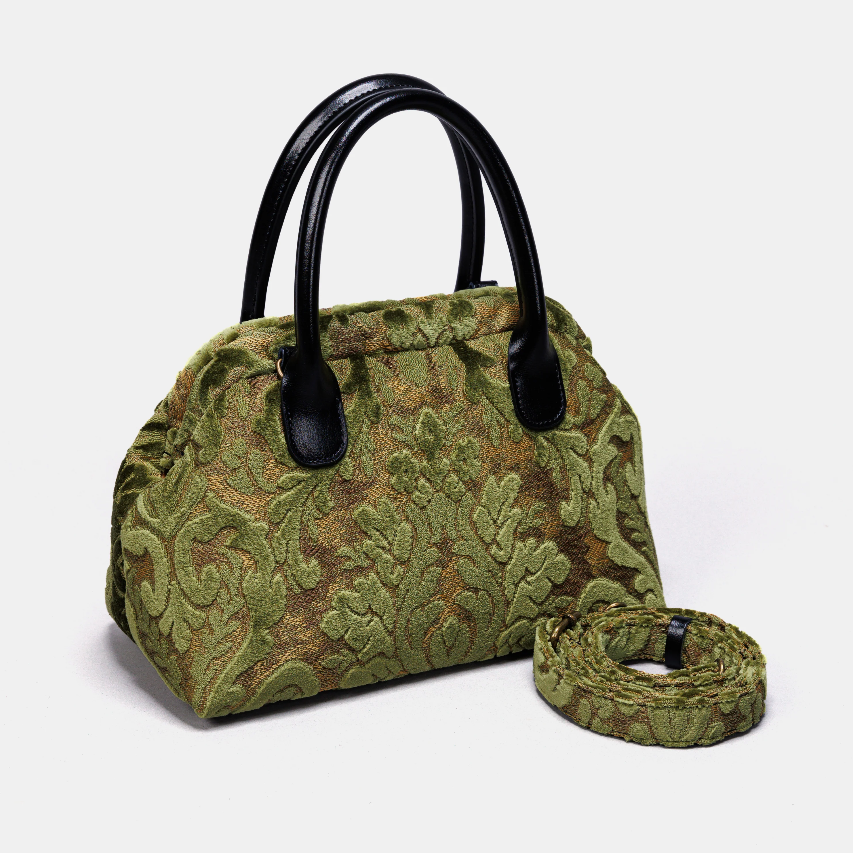 Burnout Velvet Fern Green Carpet Satchel - Image 2