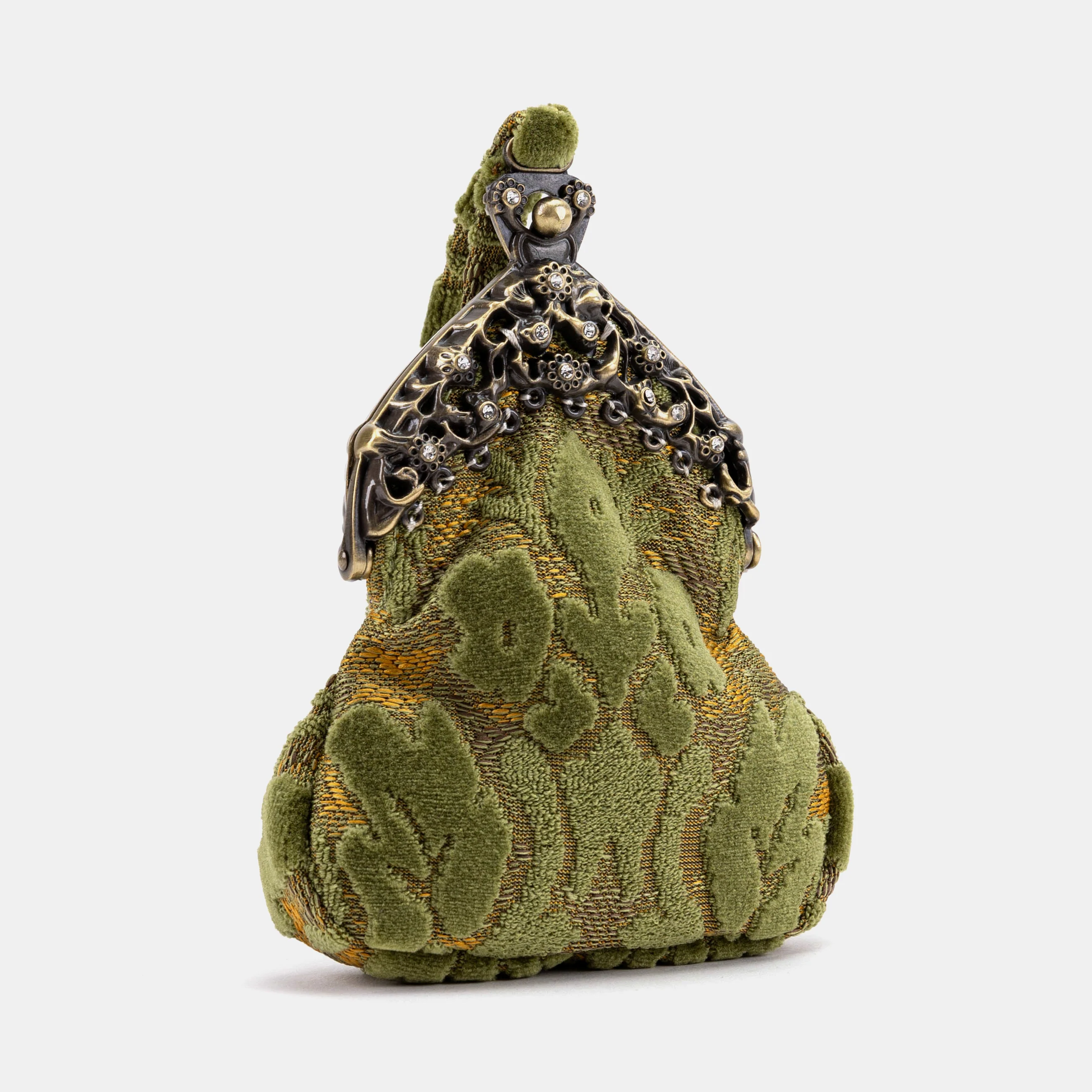 Burnout Velvet Fern Green Chatelaine Purse Wristlet Bag - Image 5