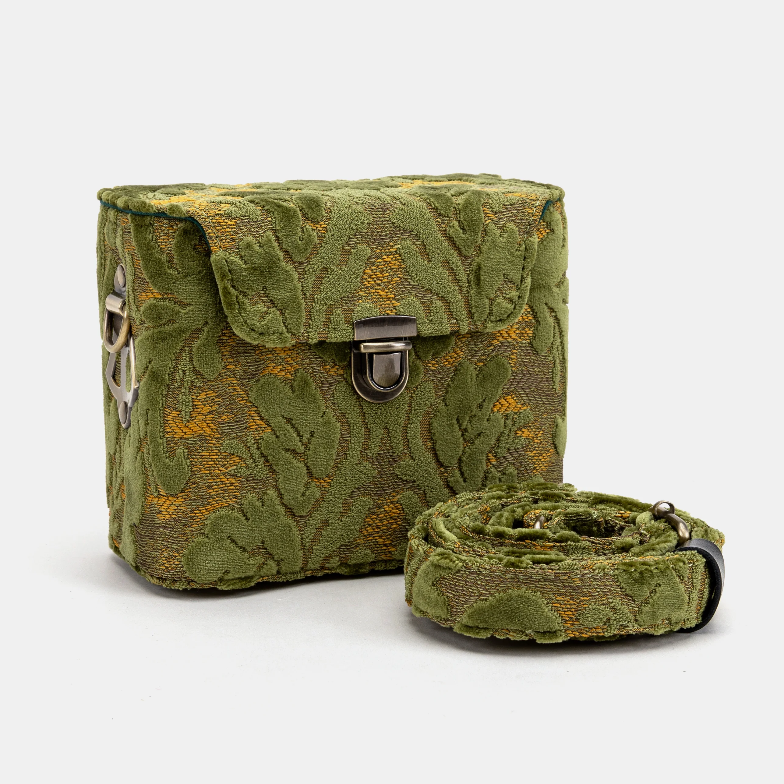 Burnout Velvet Fern Green Emma Small Train Case Crossbody - Image 2