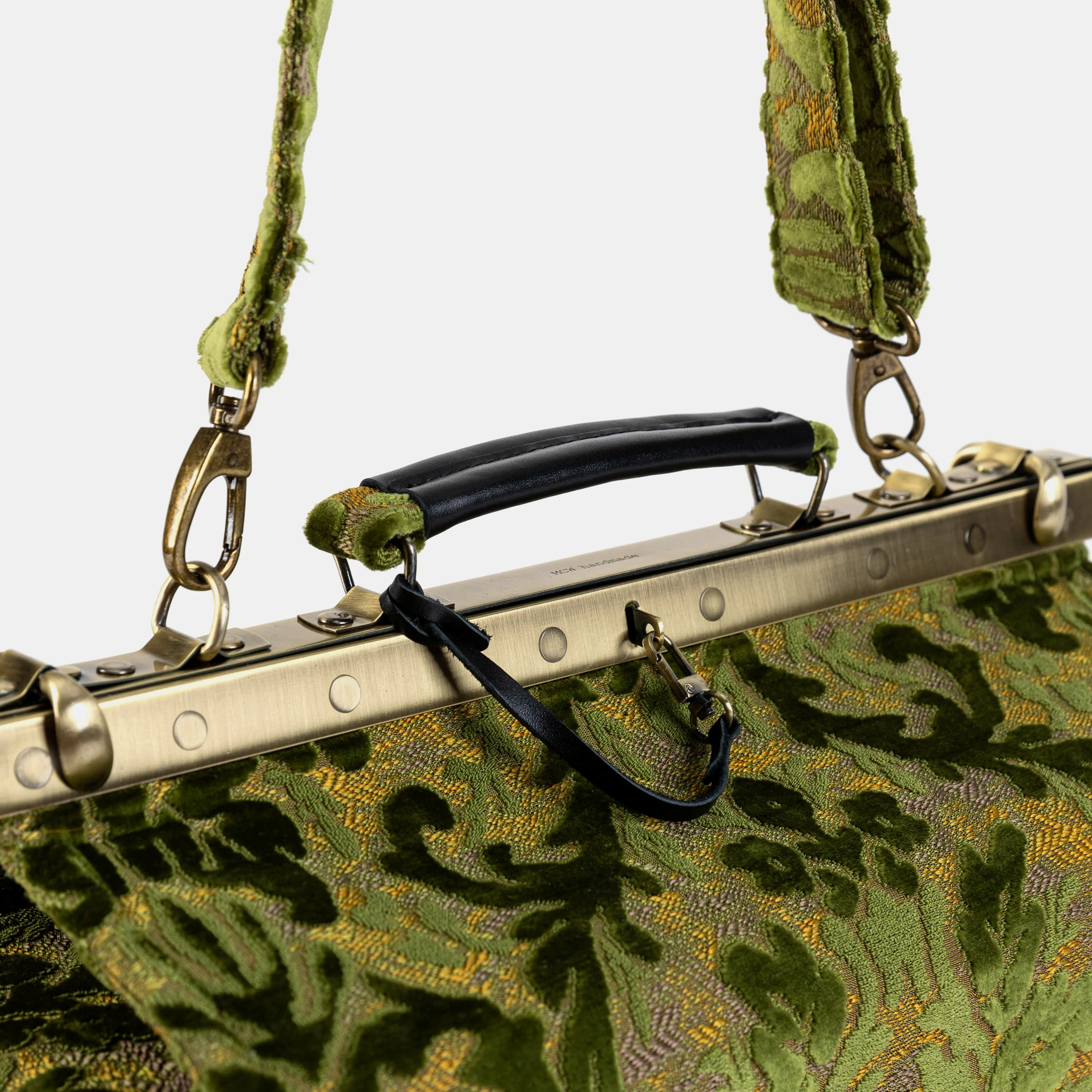 Burnout Velvet Fern Green Genevieve Carpet Gladstone Bag - Image 5