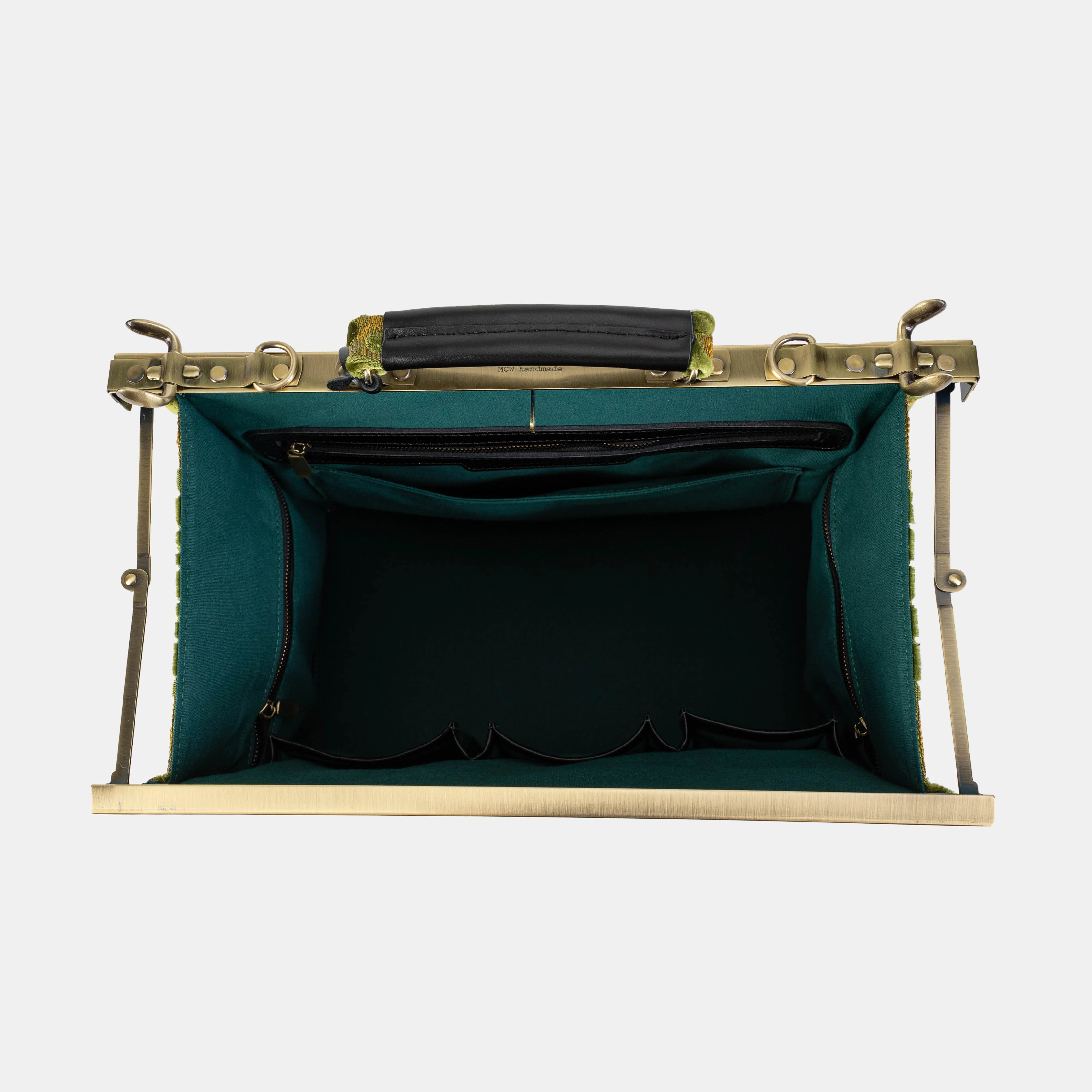 Burnout Velvet Fern Green Genevieve Carpet Gladstone Bag - Image 8