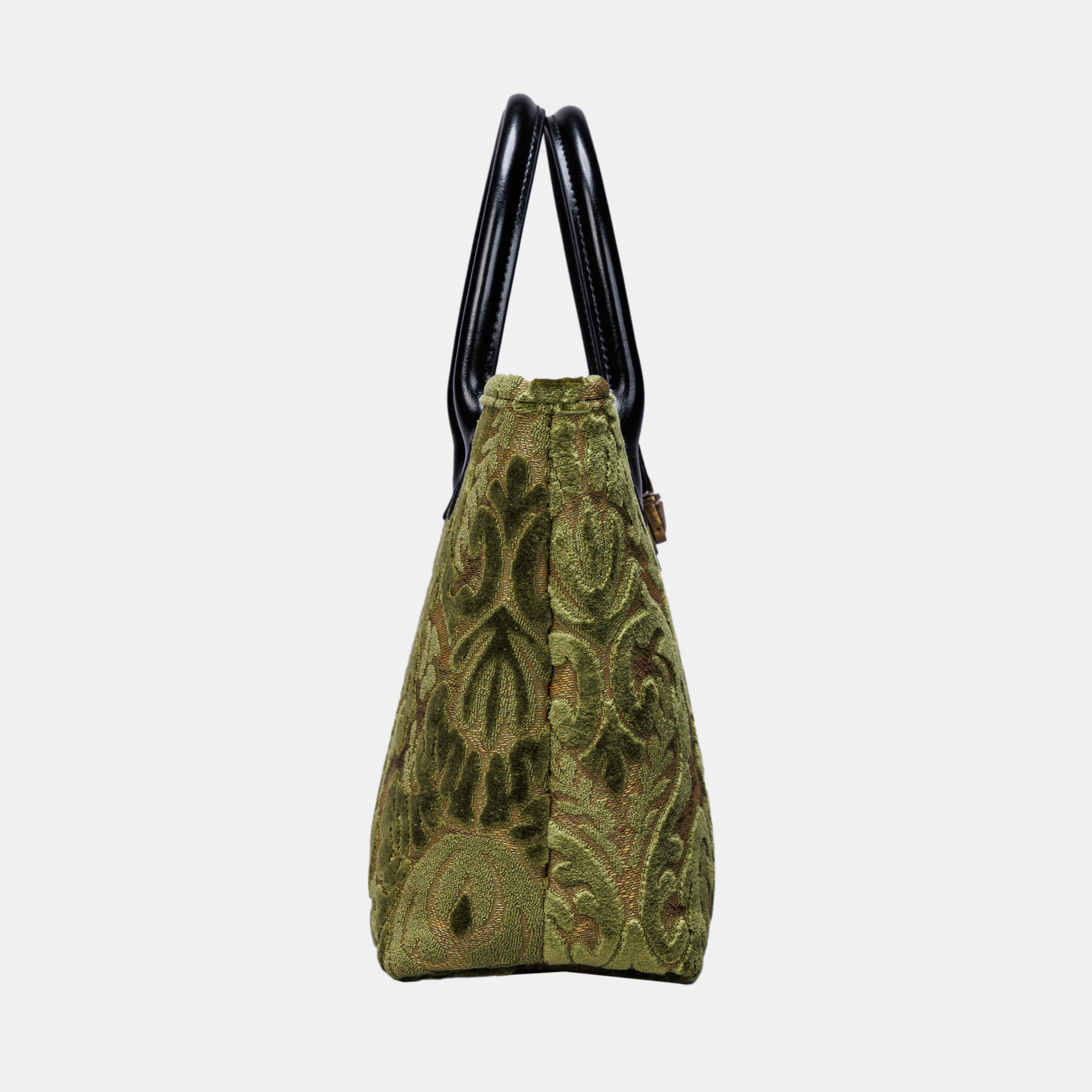Burnout Velvet Fern Green Tuck Lock Carpet Satchel - Image 5