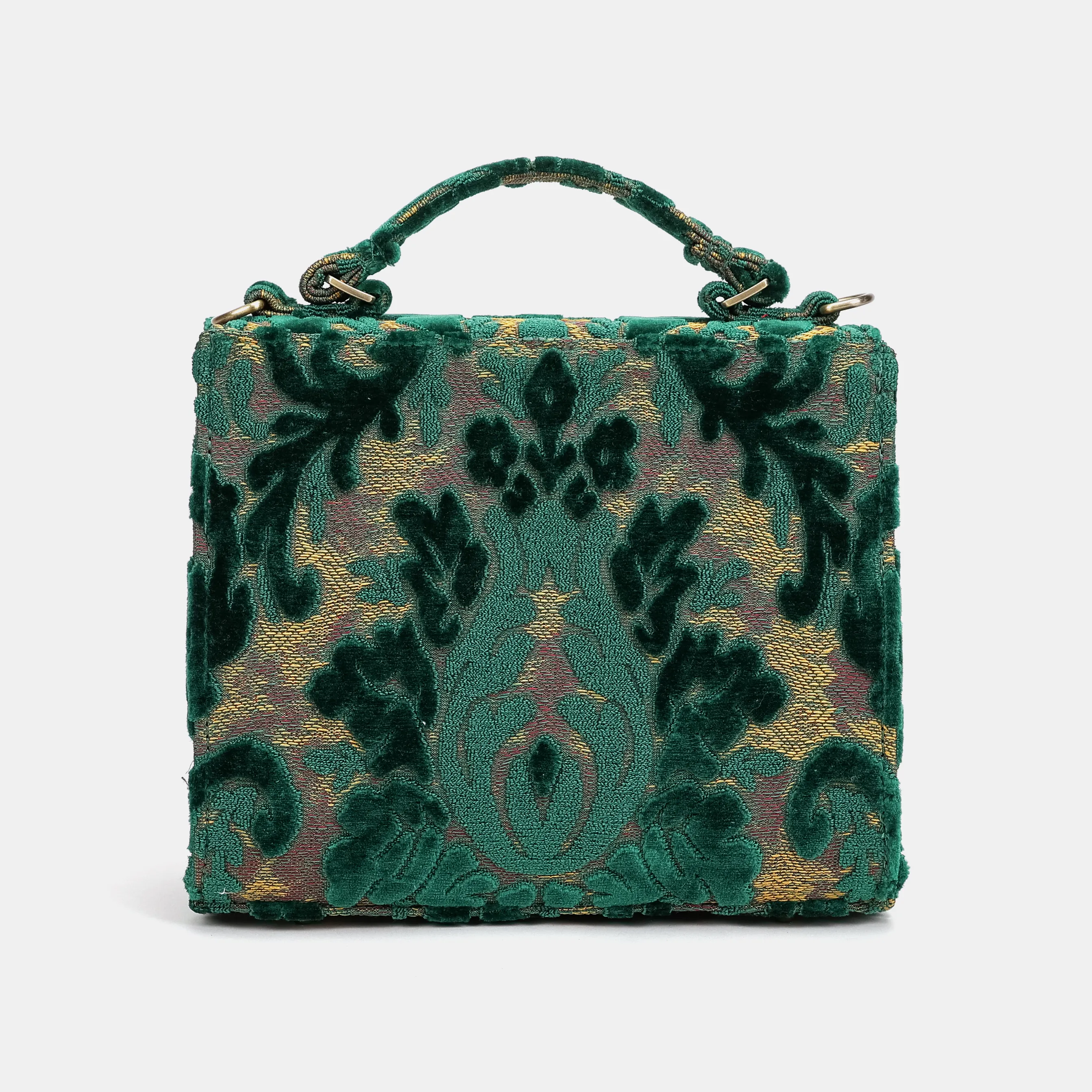 Burnout Velvet Jade Green Flap Satchel - Image 5